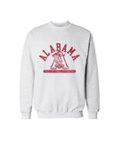 University of Alabama Light Grey Sweatshirt with Red text “Alabama” above a Block A with an old-fashioned football player