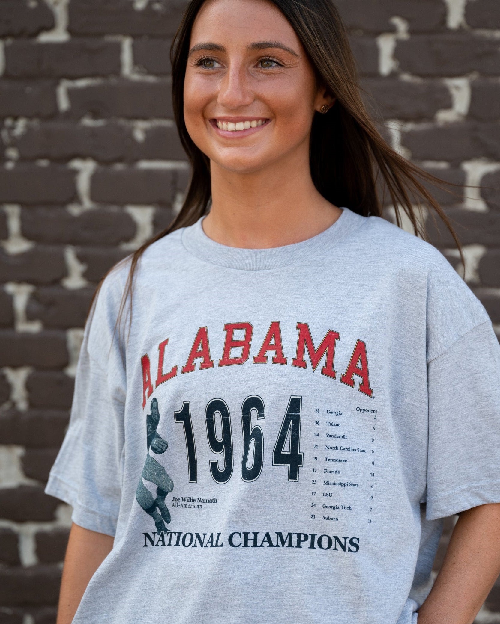 University of Alabama 1964 National Champions Light Grey Comfort Colors T-Shirt with an image of an Alabama Football player