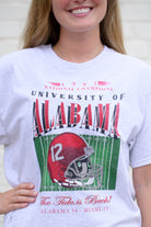 University of Alabama 1992 National Champions Comfort Colors Grey T-Shirt  with a graphic print of a football helmet and the text '1992 National Champions UNIVERSITY OF ALABAMA'.