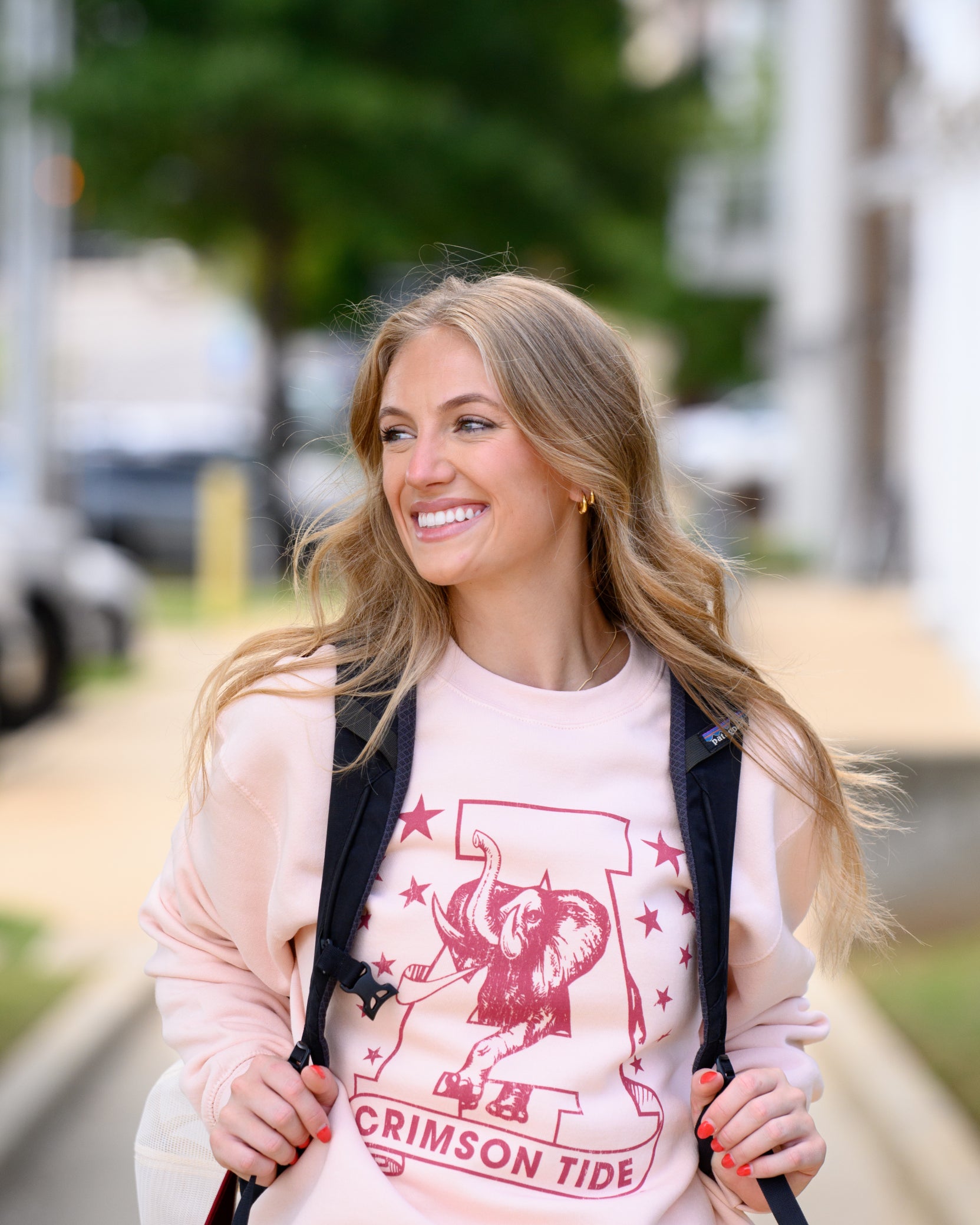 University of Alabama Pale Pink Sweatshirt with Pink stars surrounding a Pink Vintage A Logo
