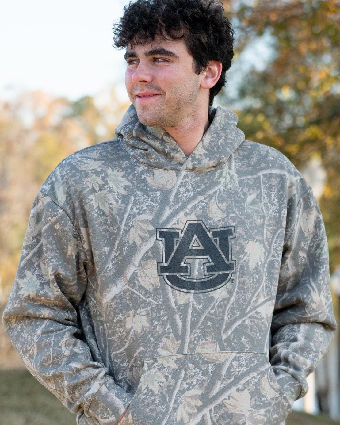 Auburn University Camouflage Hoodie with a Black Classic AU Logo print