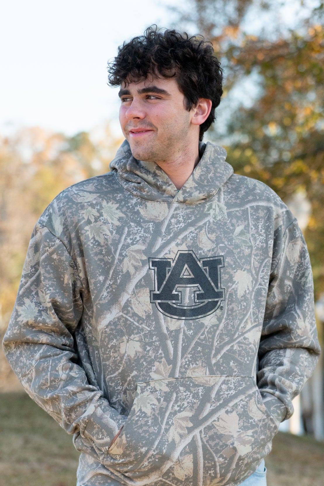 Auburn University Camouflage Hoodie with a Black Classic AU Logo print