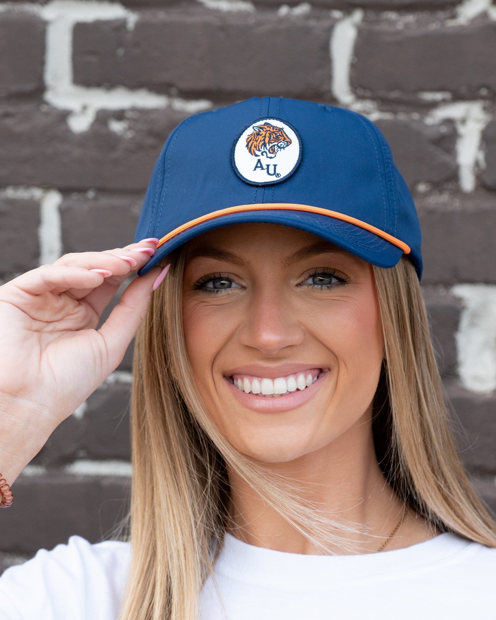 Auburn University AU Tiger Patch Hat  Navy JNJ Classic Rope Hat with Orange Rope and White AU Tiger Patch