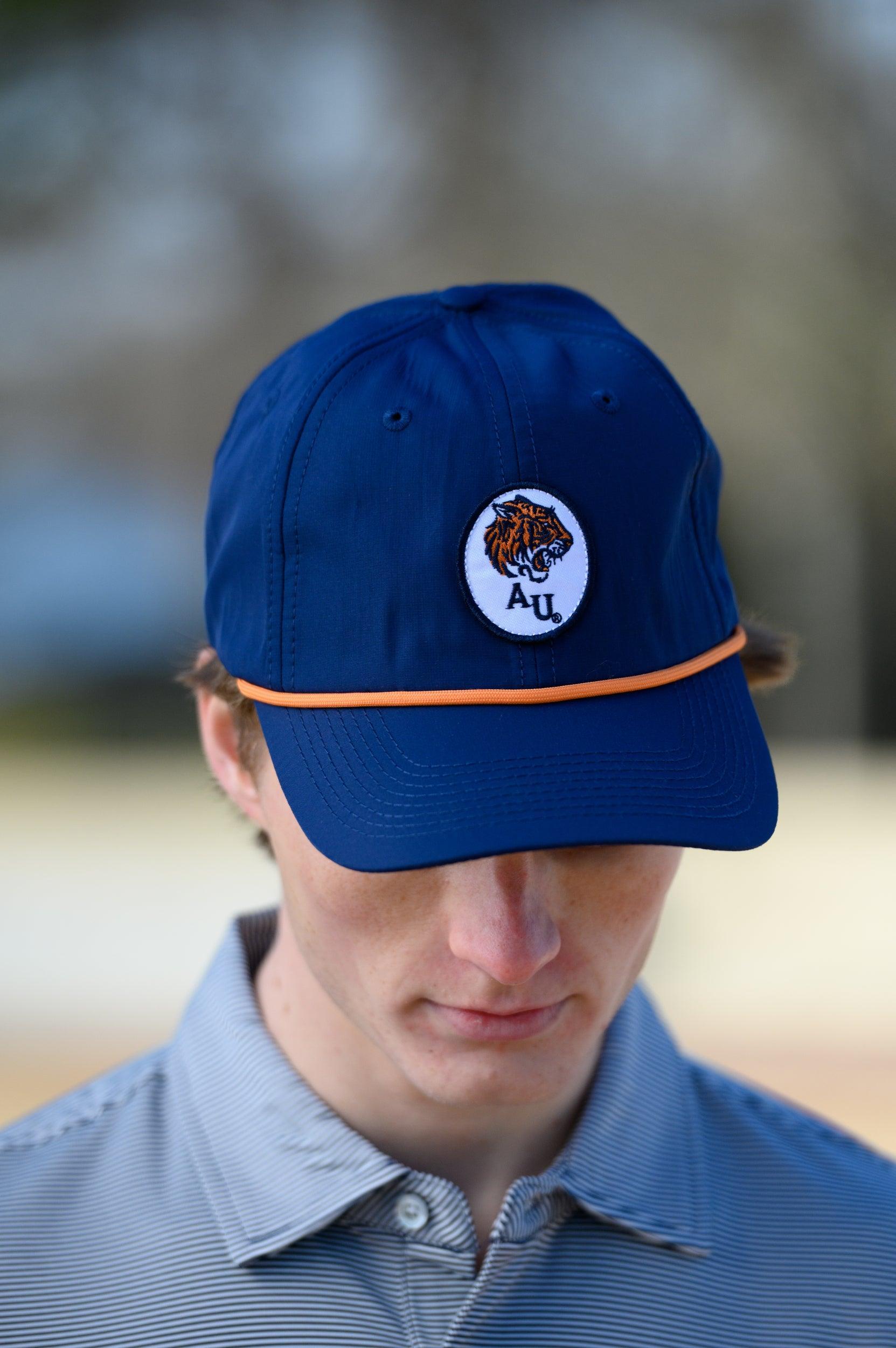 Auburn University AU Tiger Patch Hat Navy JNJ Classic Rope Hat with Orange Rope and White AU Tiger Patch