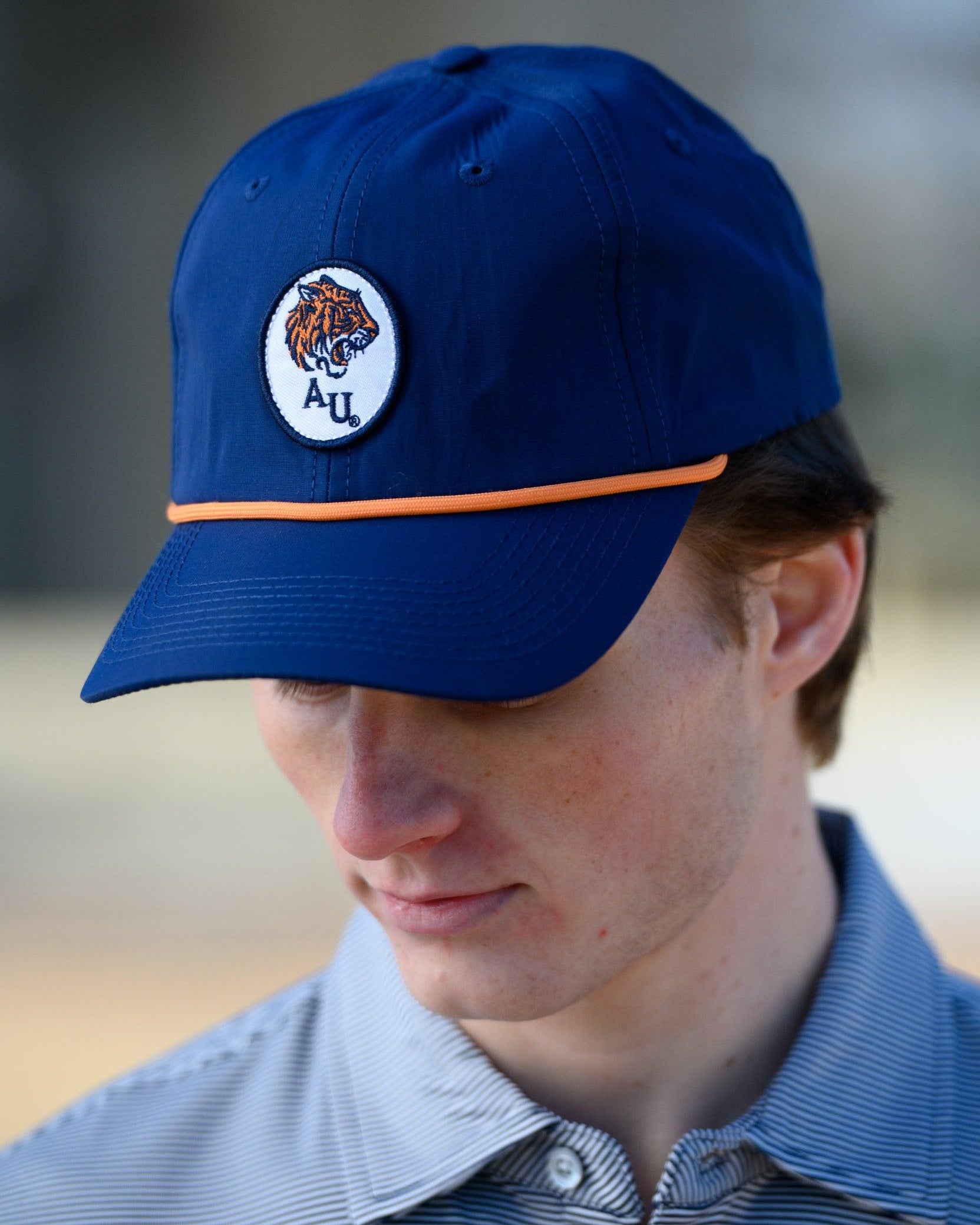 Auburn University AU Tiger Patch Hat Navy JNJ Classic Rope Hat with Orange Rope and White AU Tiger Patch