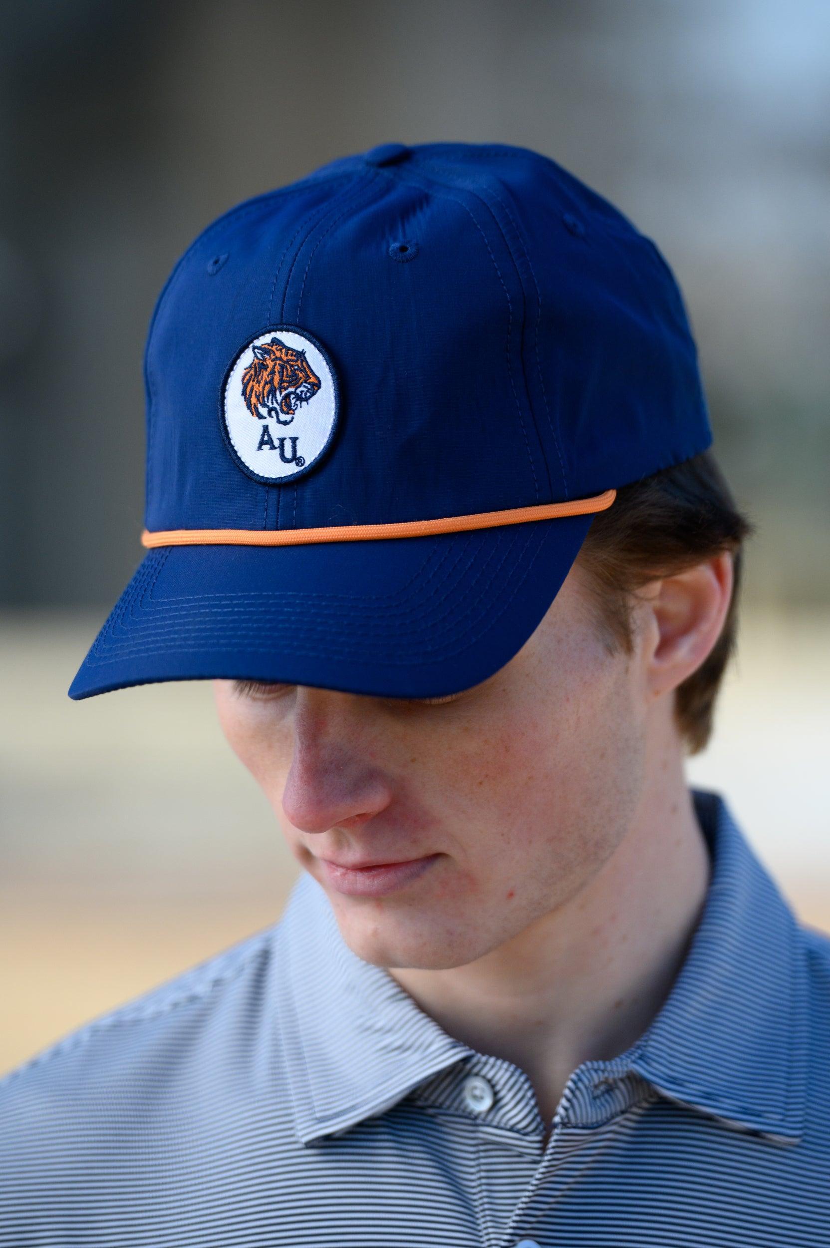 Auburn University AU Tiger Patch Hat Navy JNJ Classic Rope Hat with Orange Rope and White AU Tiger Patch