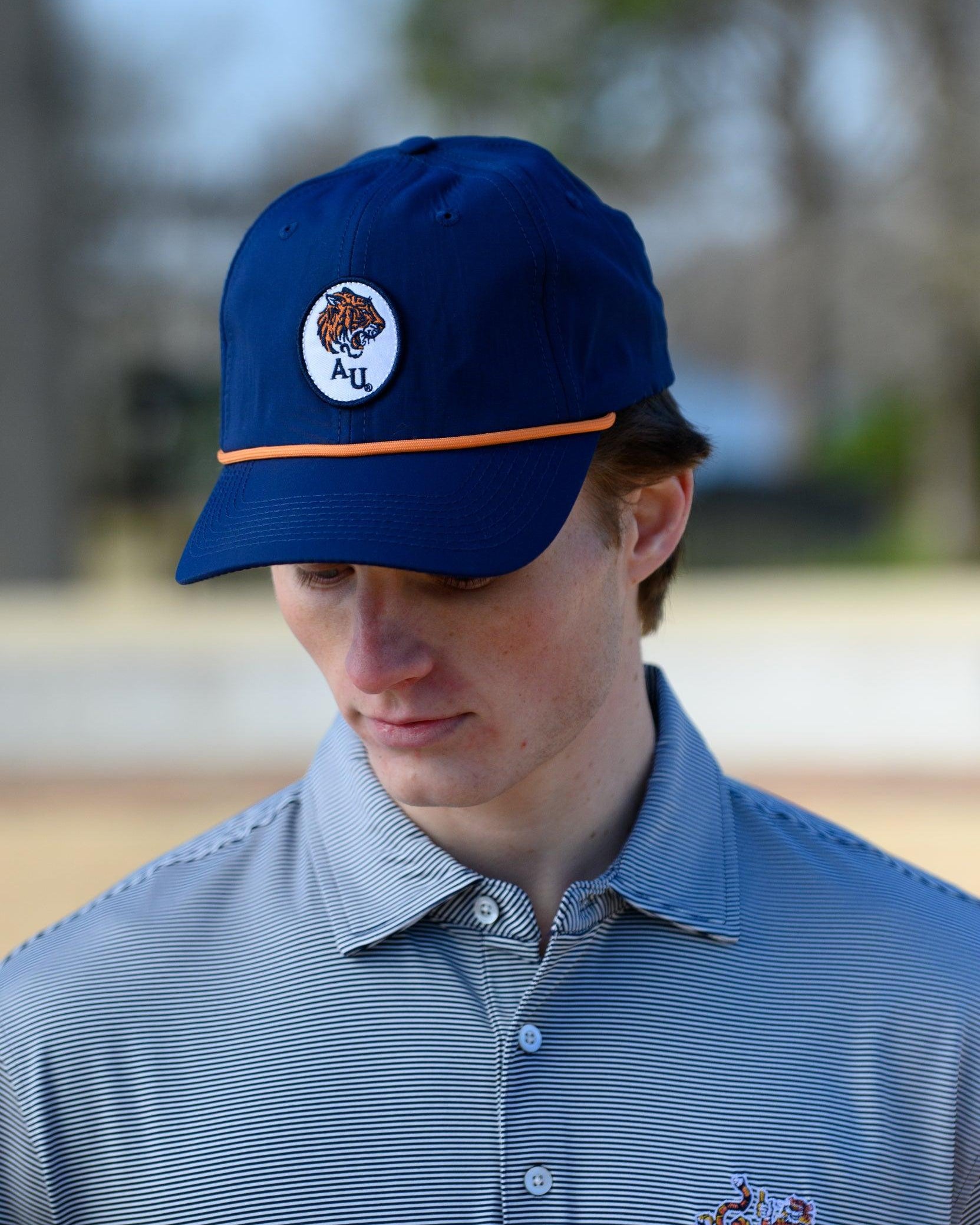 Auburn University Navy JNJ Classic Rope Hat with Orange Rope and White AU Tiger Patch