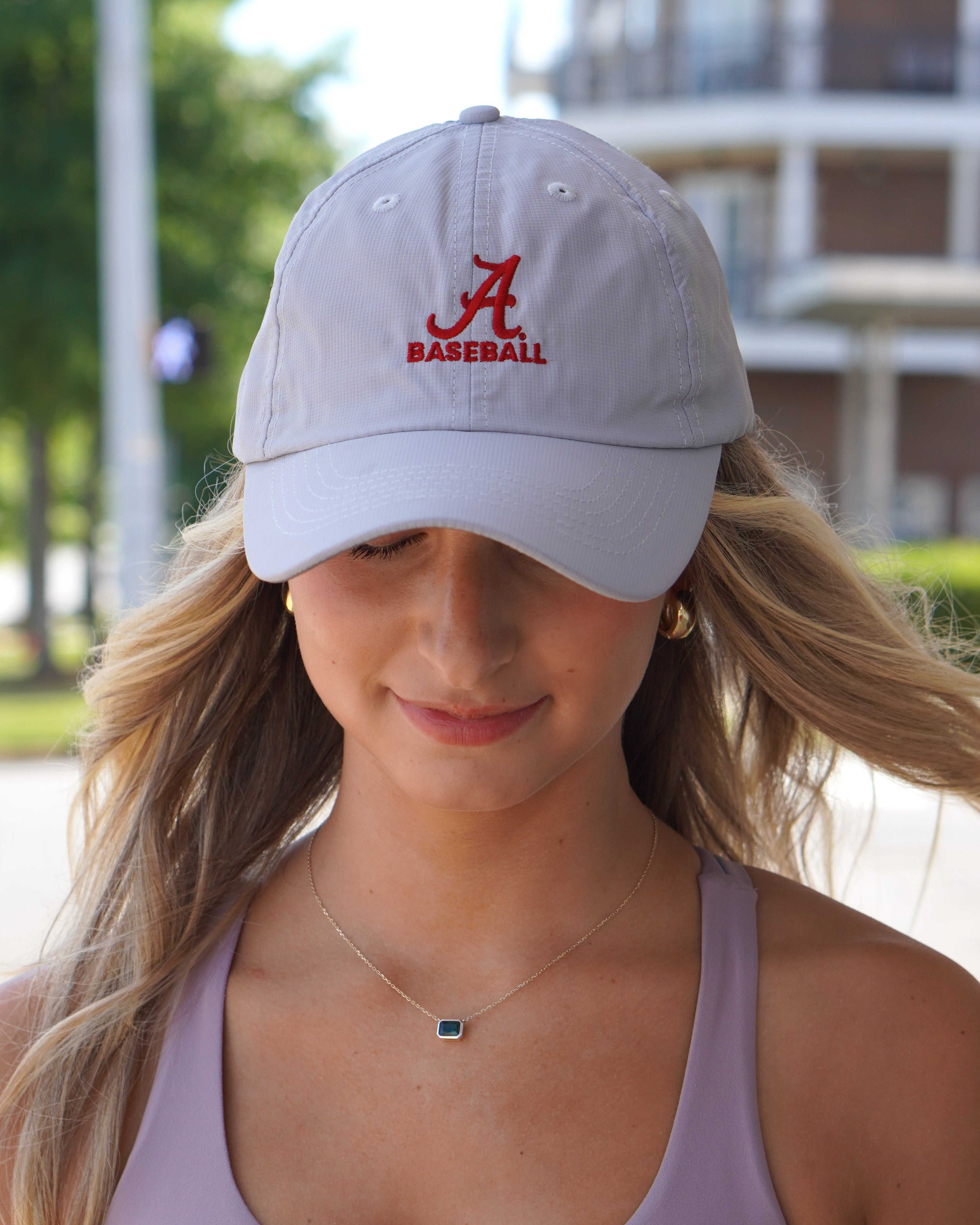 University of Alabama Alabama Baseball Light Gray Imperial Original Hat with the Script A and text "BASEBALL"