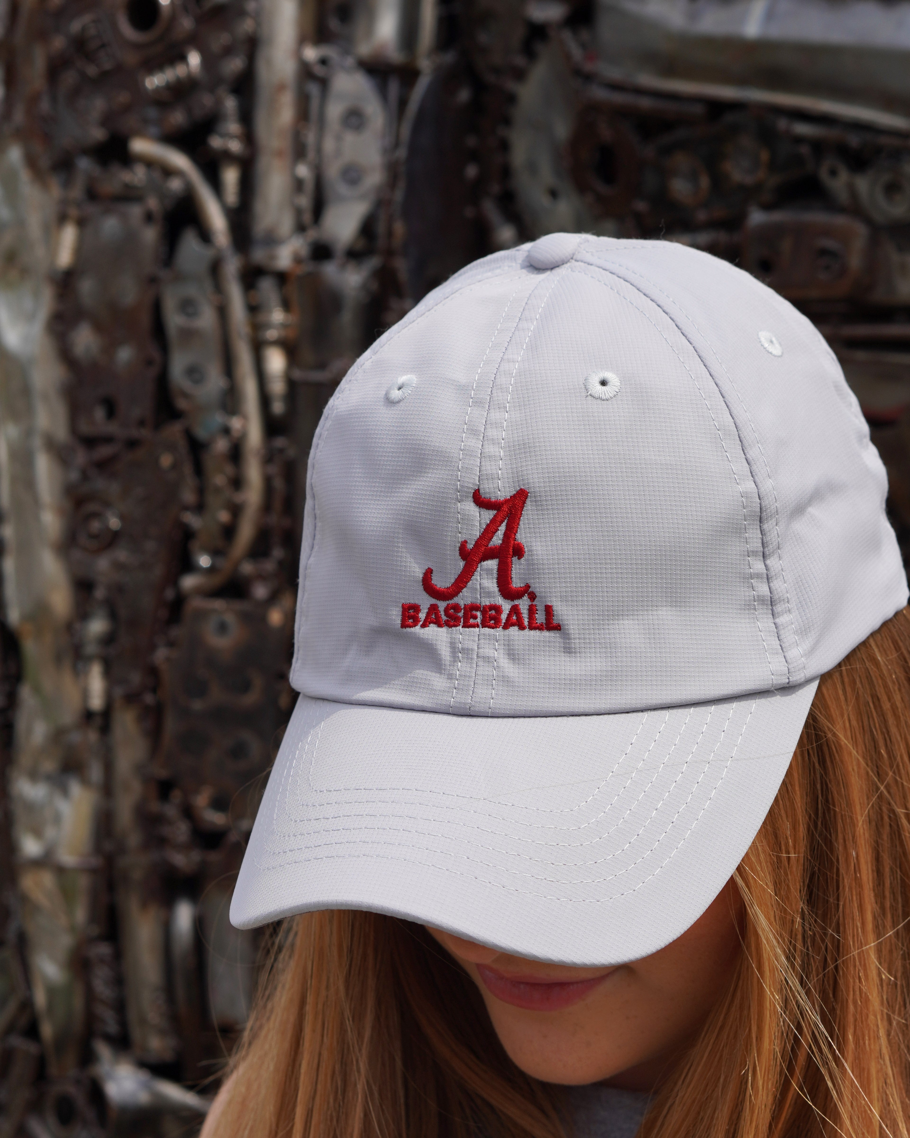 University of Alabama Alabama Baseball Light Gray Imperial Original Hat with the Script A and text "BASEBALL"