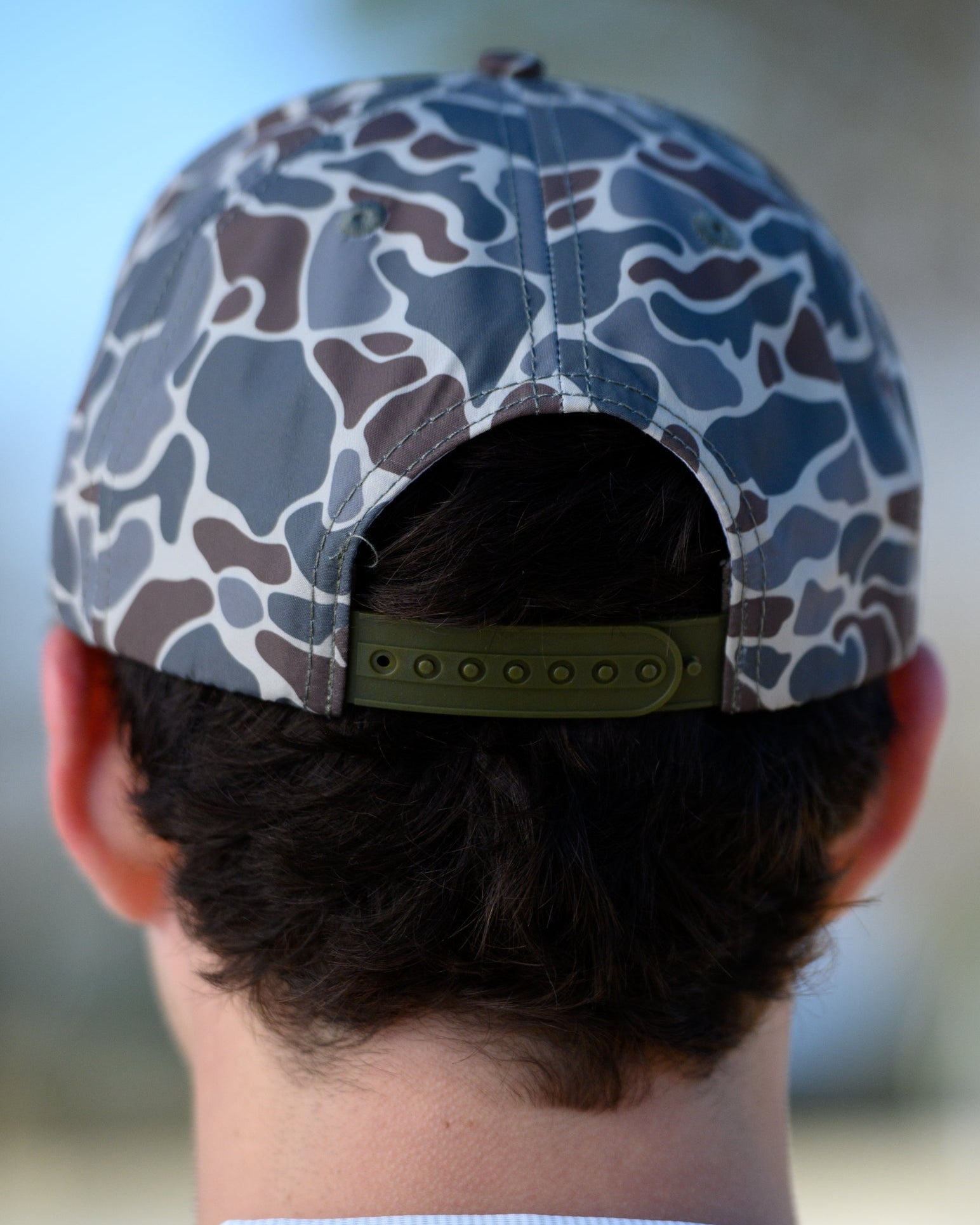 University of Alabama Camo Hat with White rope and Leather patch with text "University of Alabama"
snapback