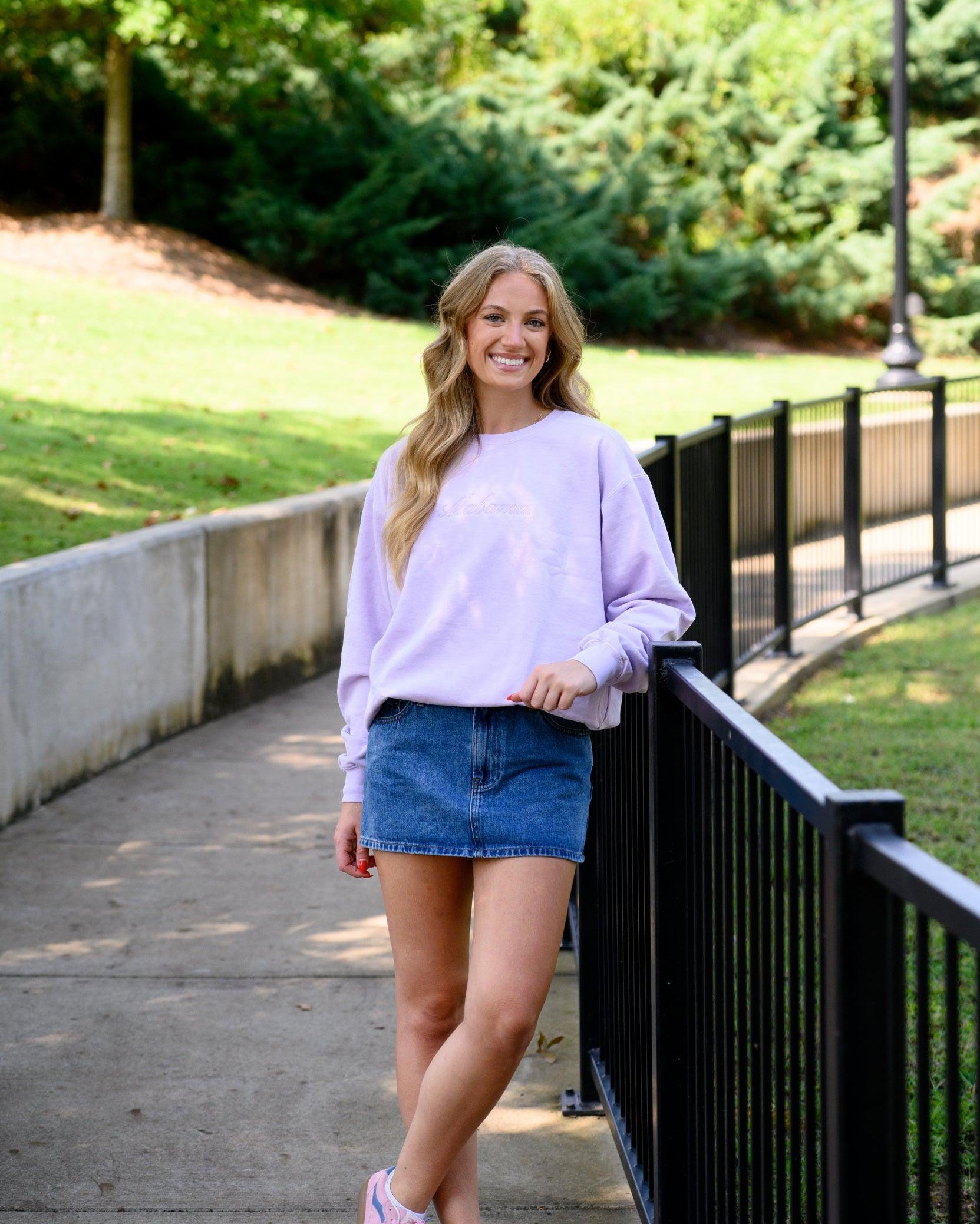 University of Alabama Alabama Classic Tonal Light Purple Ladies' Comfort Colors Crewneck with Purple embroidery reading "Alabama"