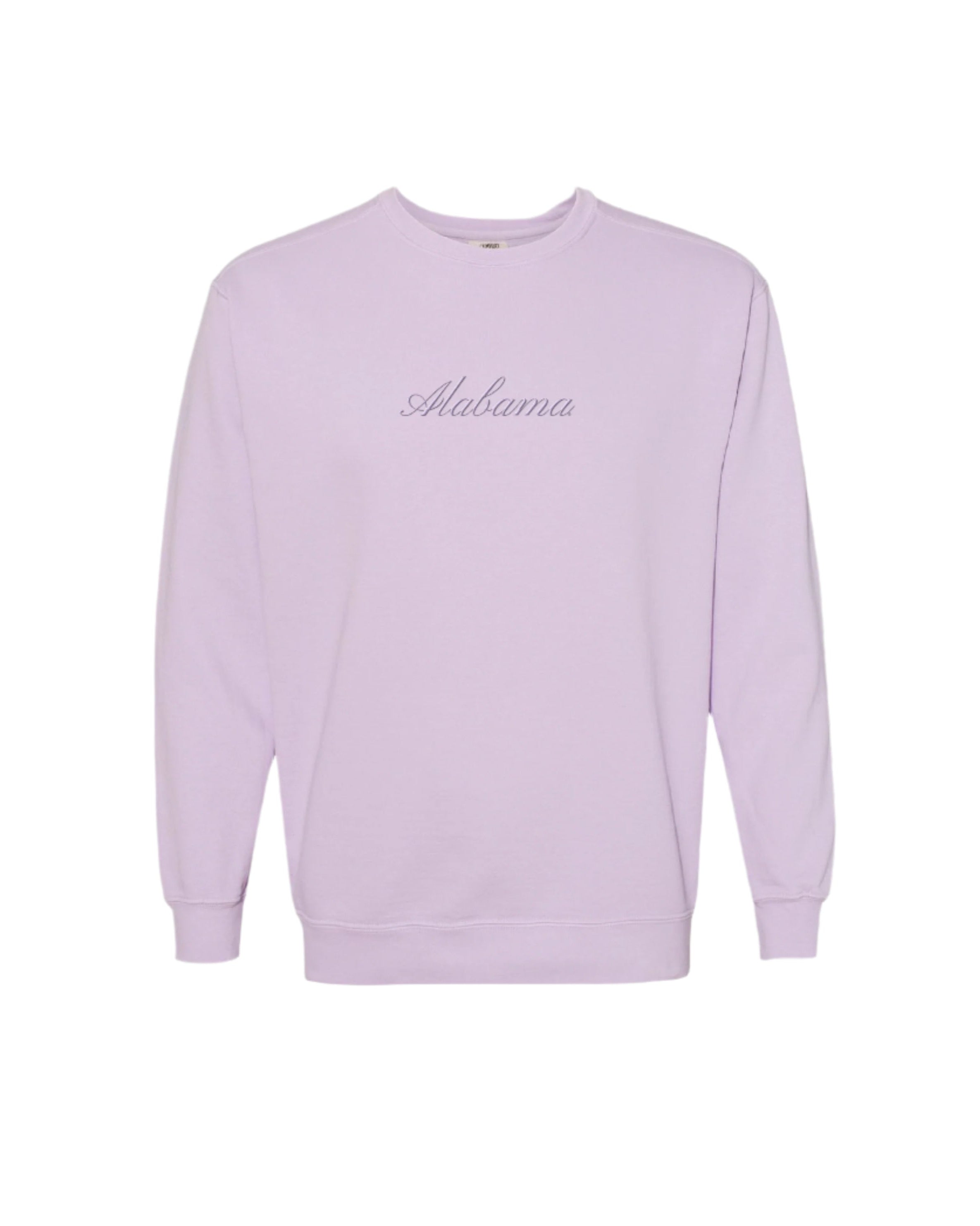University of Alabama Alabama Classic Tonal Light Purple Ladies' Comfort Colors Crewneck with Purple embroidery reading "Alabama"