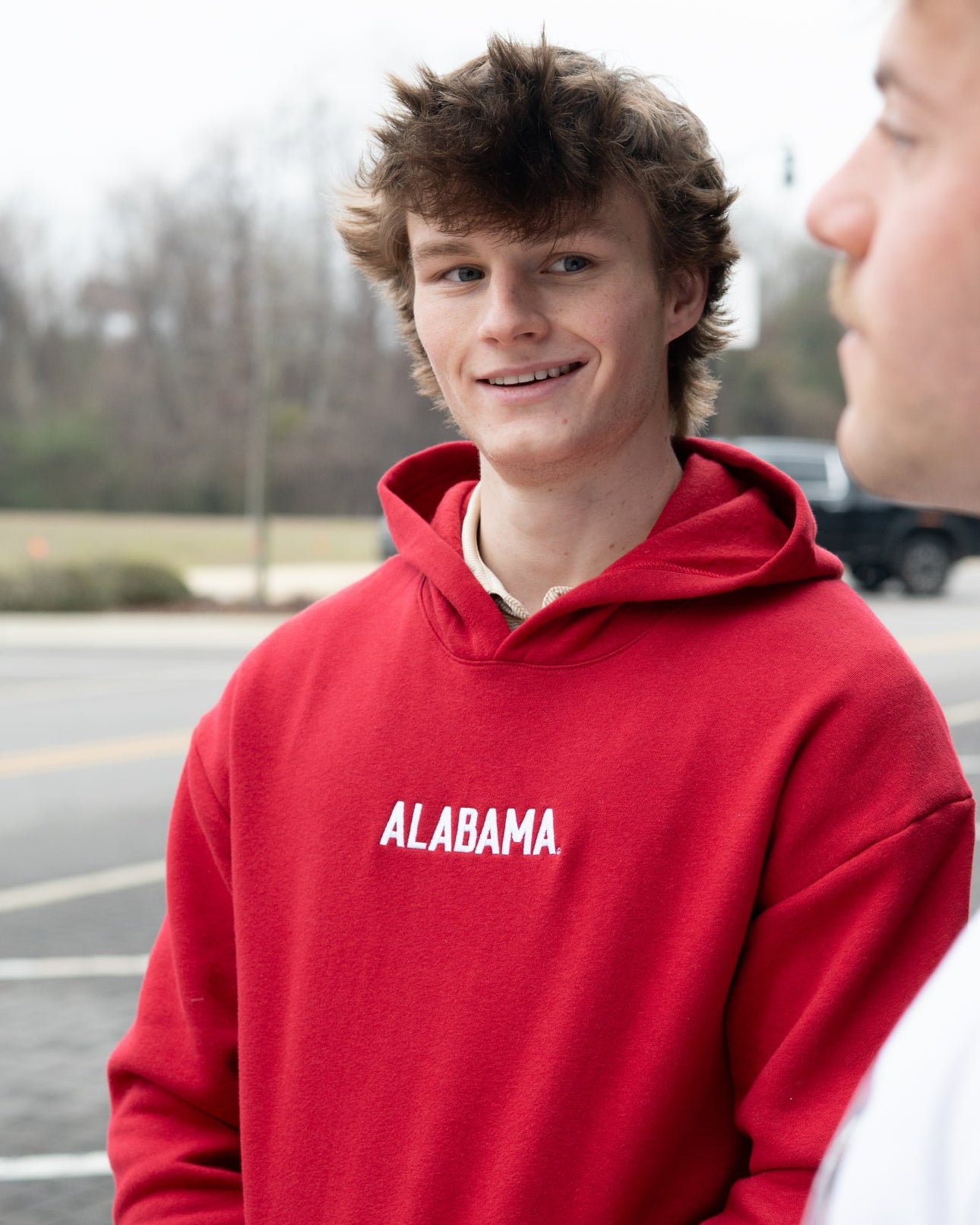 University of Alabama Red American Apparel Hoodie with white embroidered "ALABAMA"