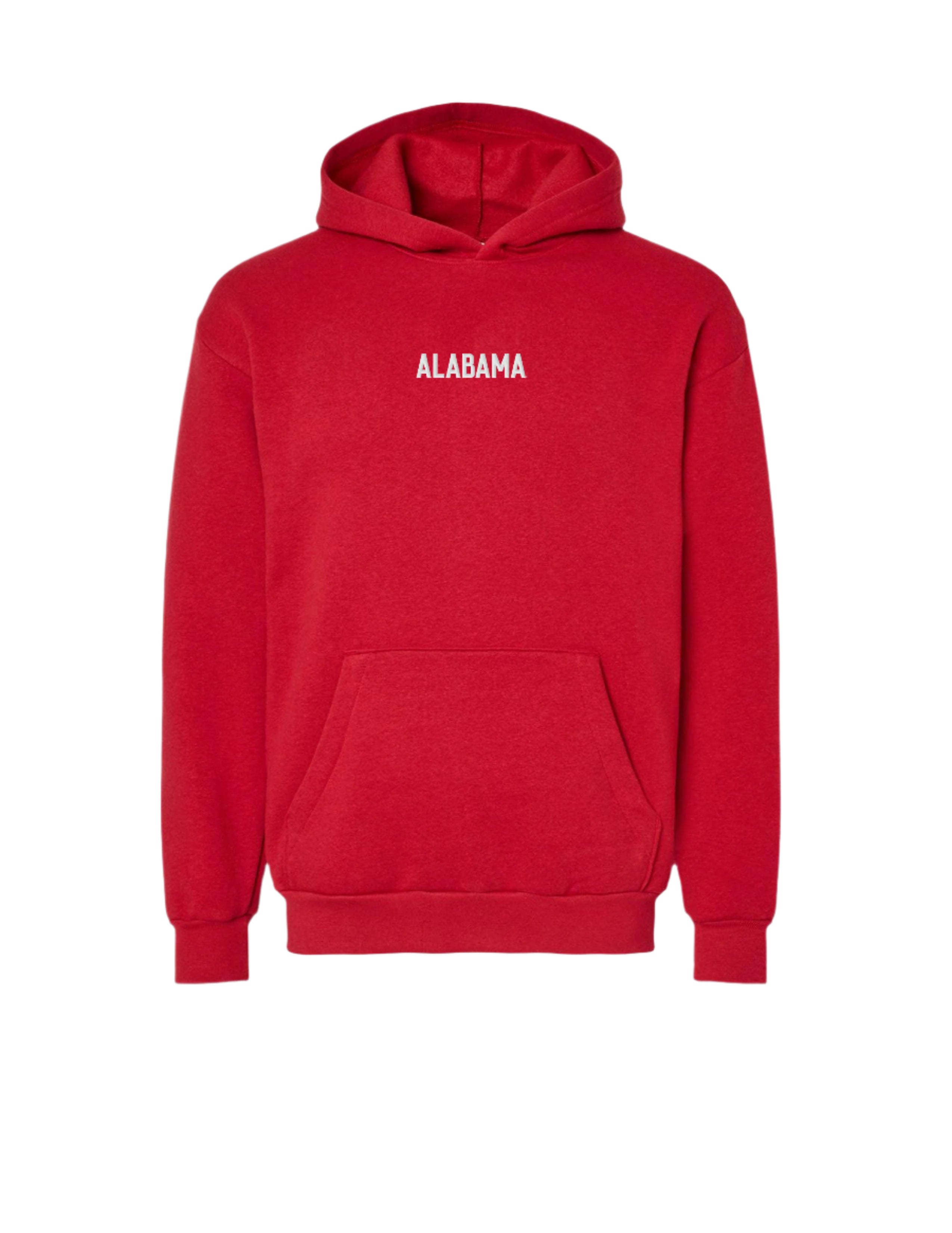 University of Alabama Red American Apparel Hoodie with white embroidered "ALABAMA"