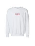 University of Alabama  White American Apparel Sweatshirt with 'ALABAMA' embroidered on the front in Red letters.