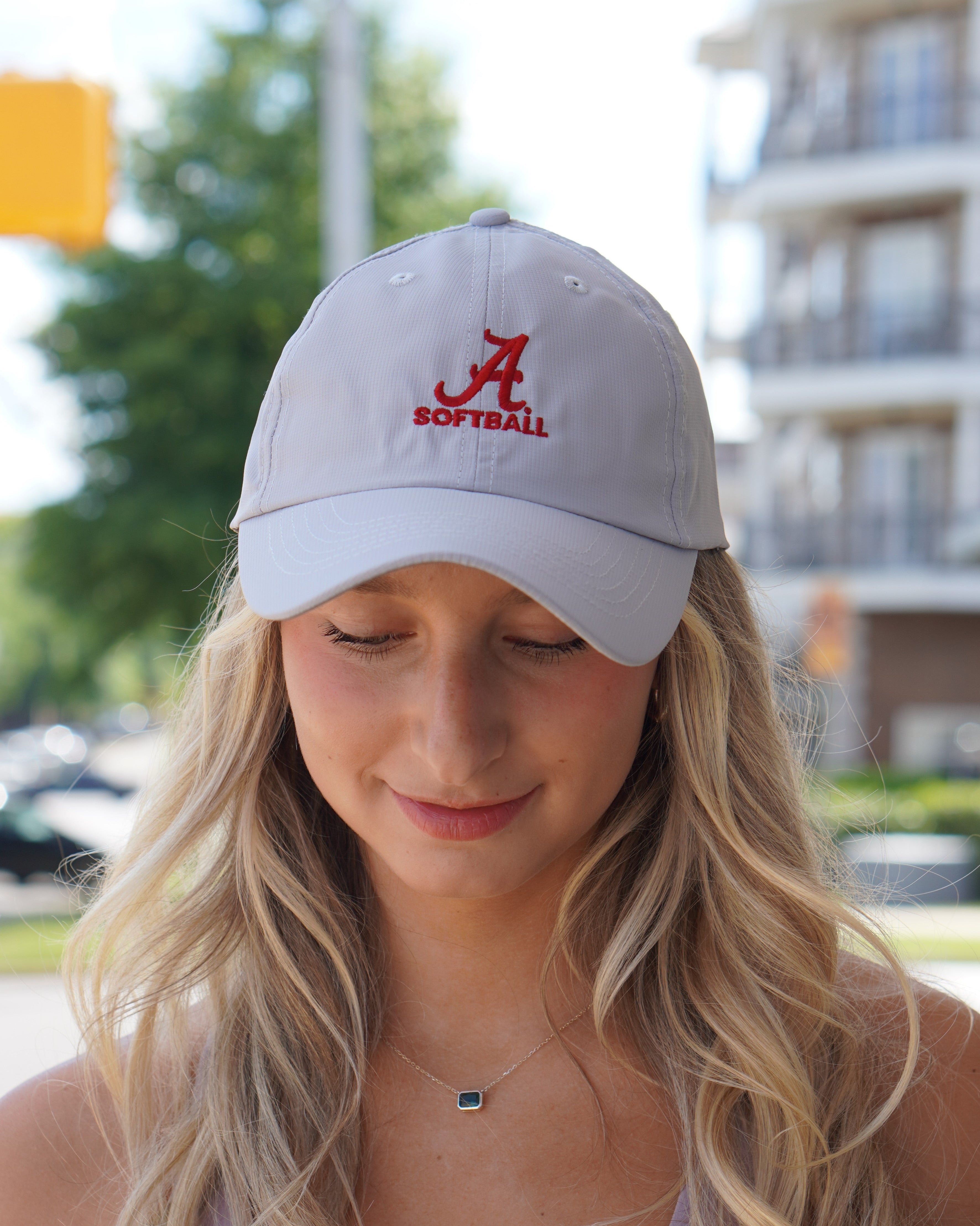 University of Alabama  Alabama Softball Hat Grey Imperial Original Hat with Embroidered Script A and text "SOFTBALL" underneath