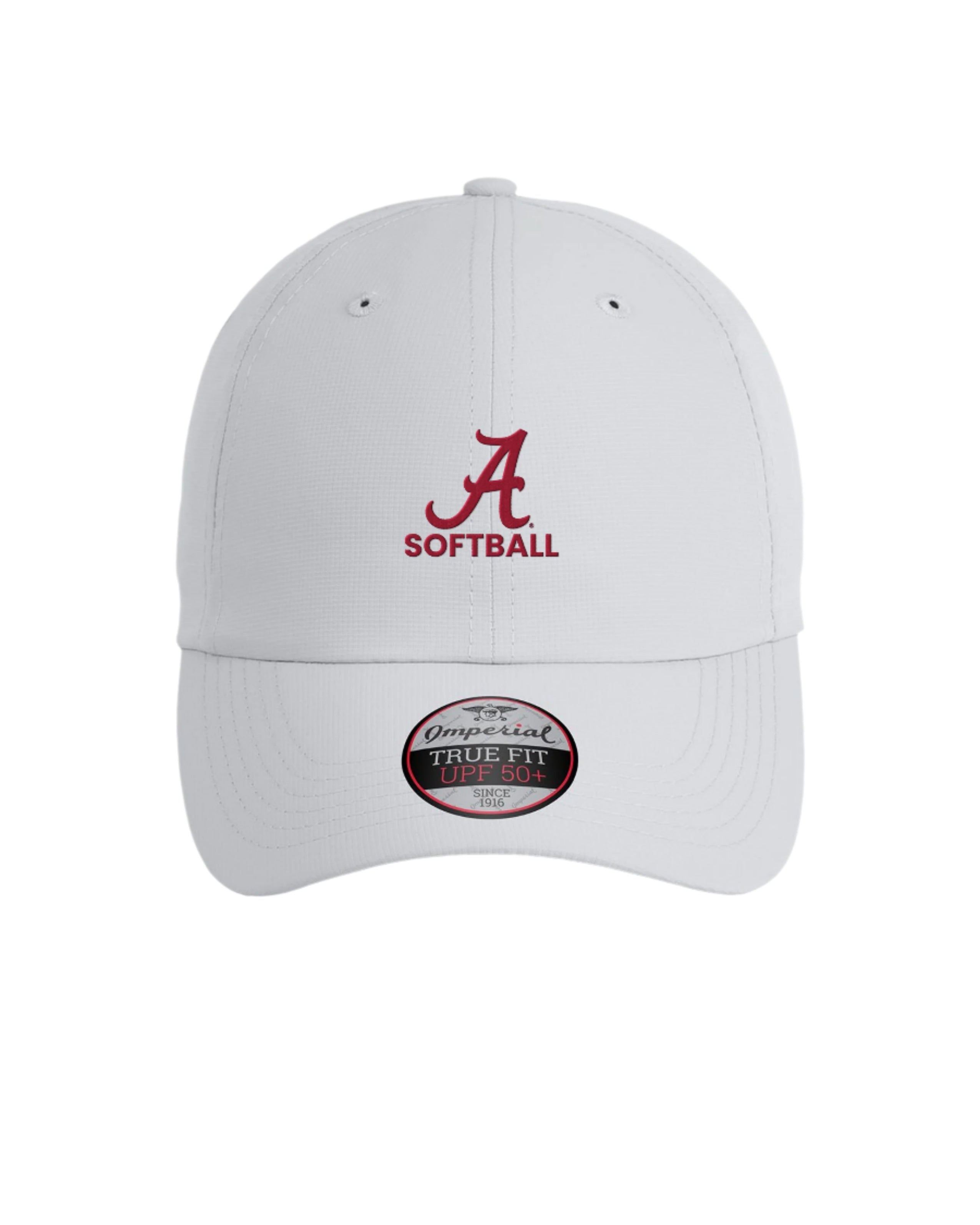 University of Alabama  Alabama Softball Hat Grey Imperial Original Hat with Embroidered Script A and text "SOFTBALL" underneath