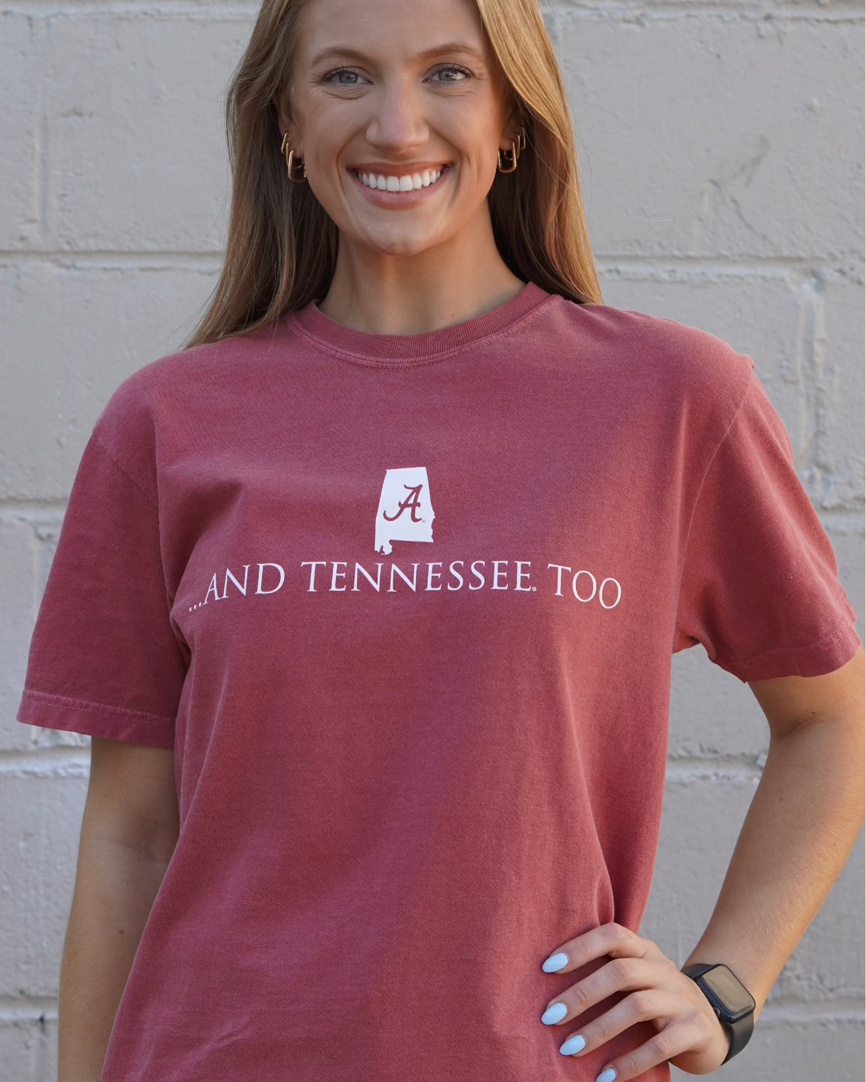 University of Alabama Red T-Shirt with White text “…And Tennessee Too”