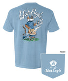 Auburn University Blue T-Shirt with a drawing of Aubie grilling and the words “War Eagle” written in the smoke