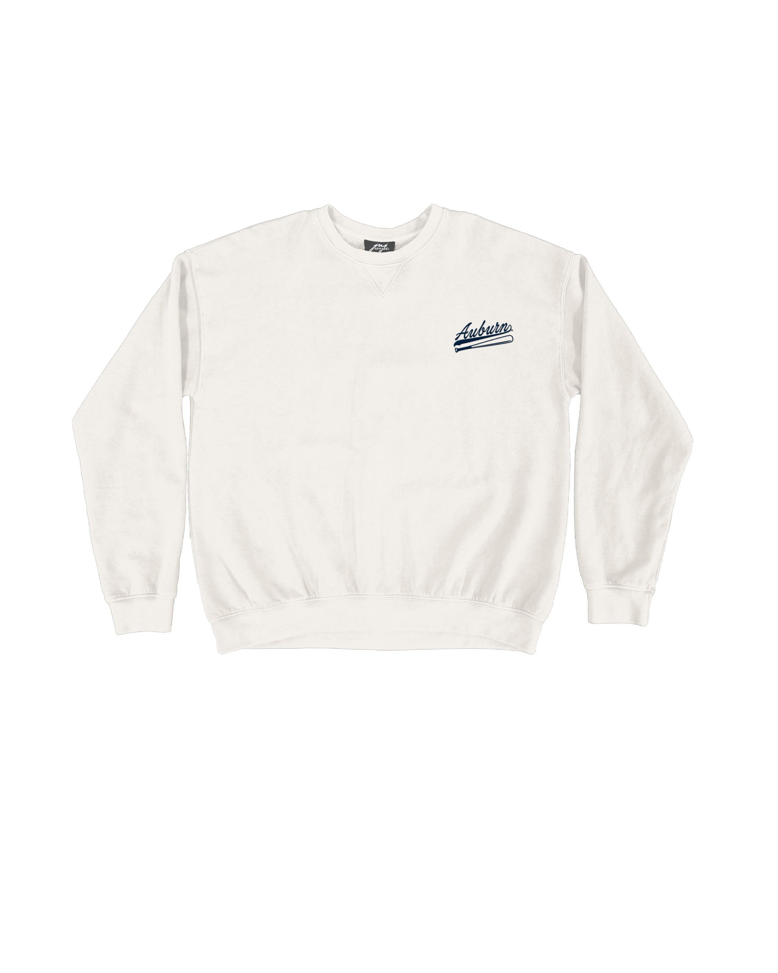 Auburn University Cream Sweatshirt with Navy “Auburn” script and baseball bat embroidery