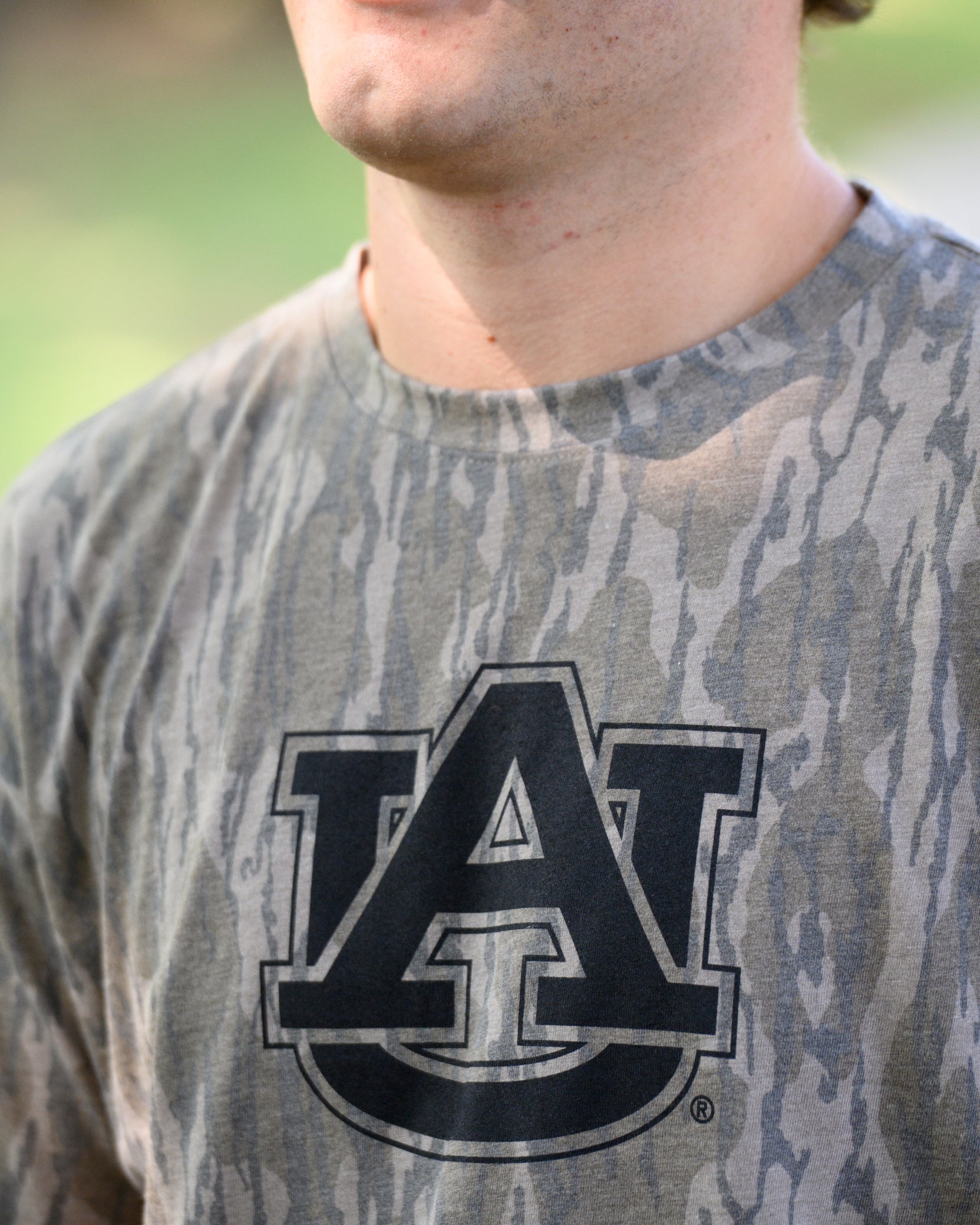 Auburn University Camouflage T-Shirt with a Black AU Logo print