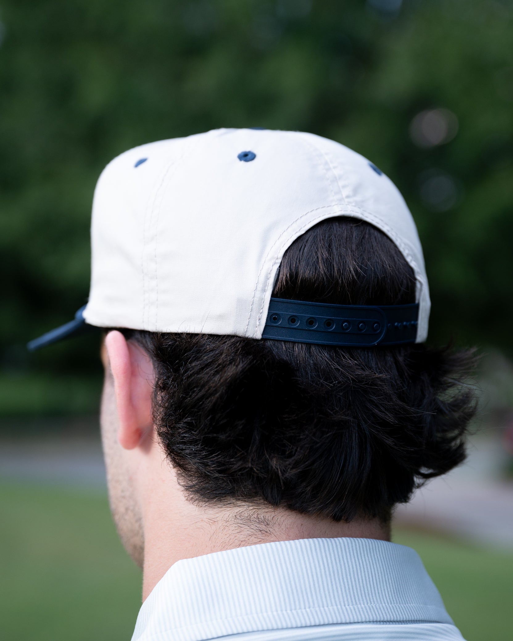 Auburn University White and Navy Rope Hat with the Leaping Tiger logo under Navy text "Auburn"