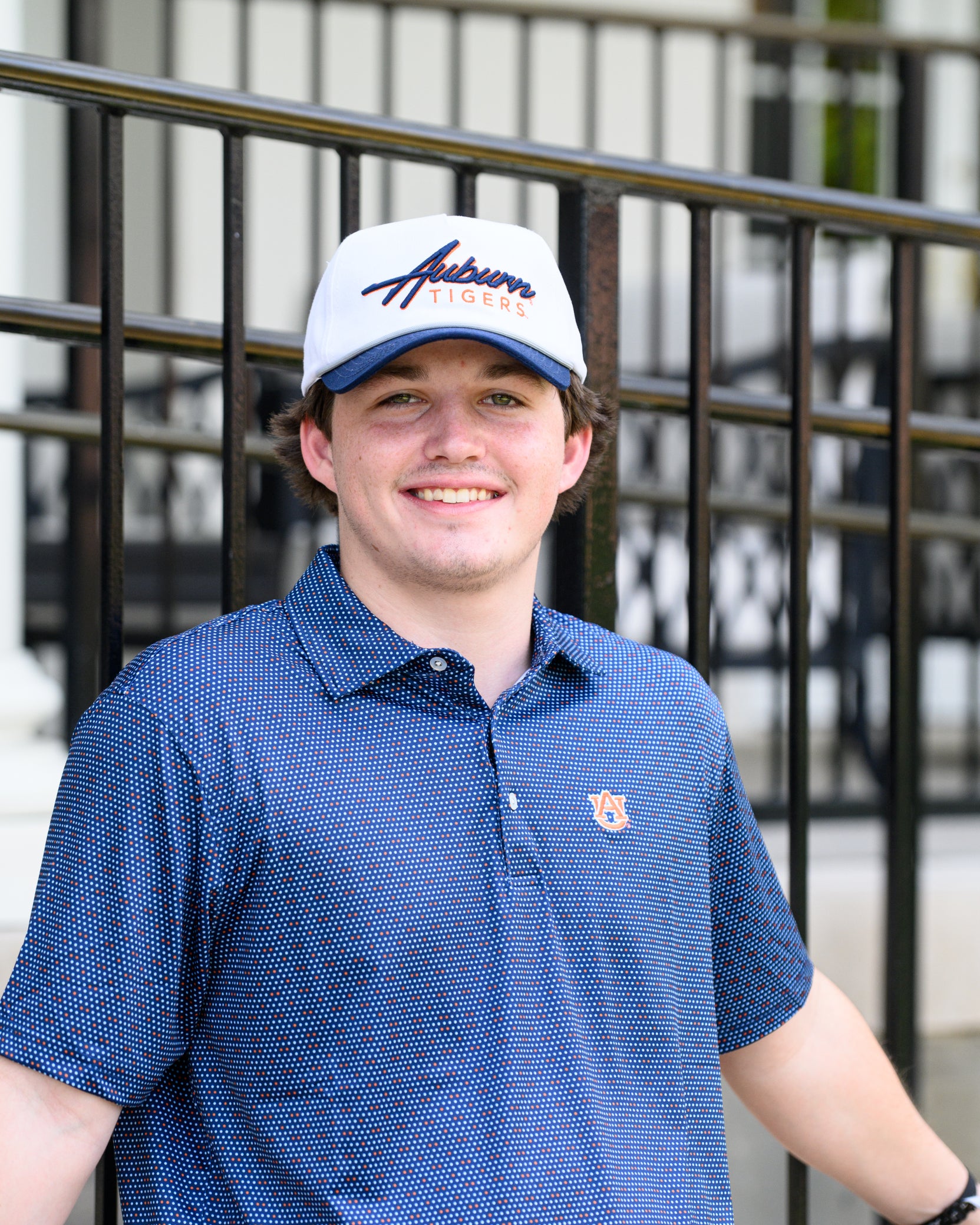 Auburn University White and Navy Hat with Navy “Auburn” embroidery and Orange text “Tigers”
