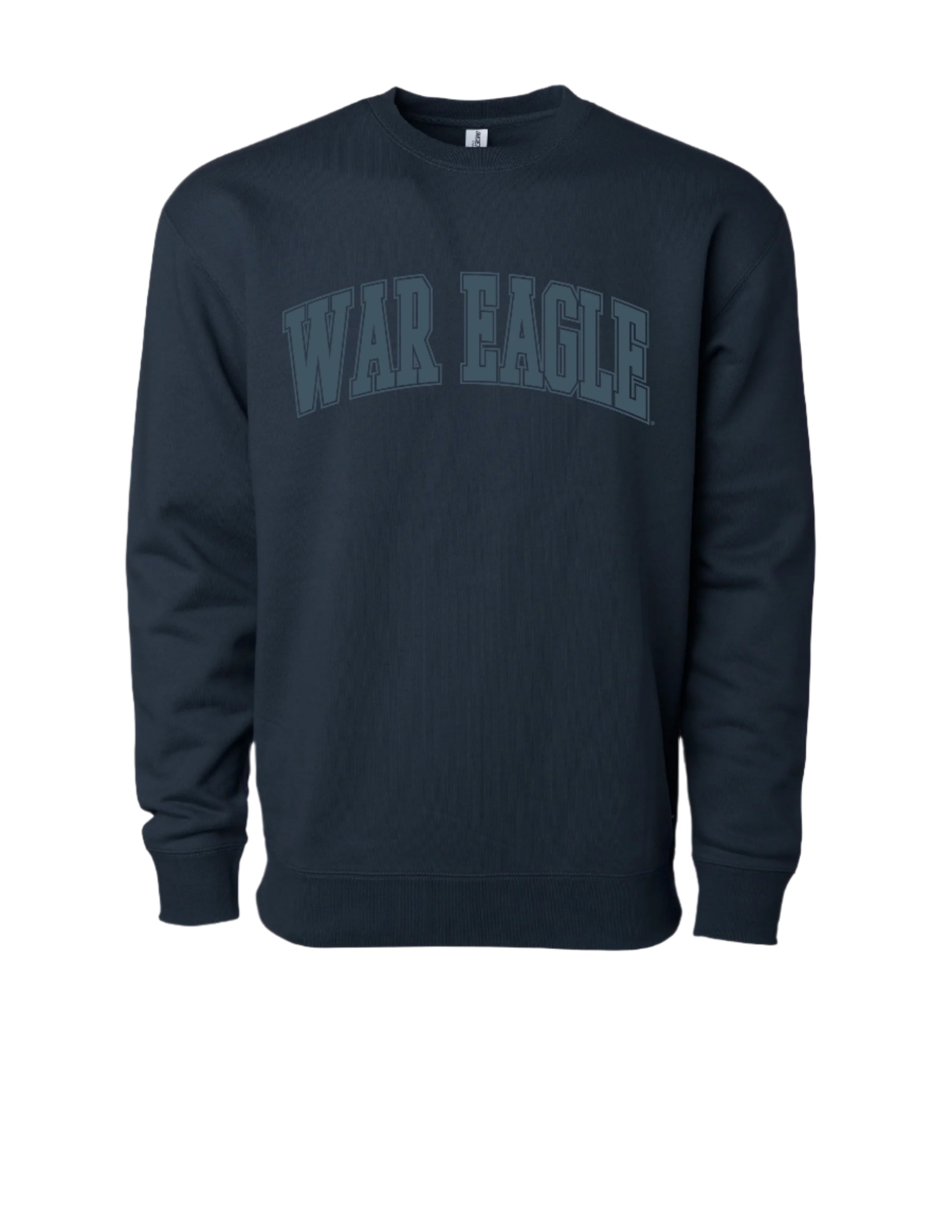 Auburn University Auburn Varsity Ladies Navy Independent Sweatshirt with an oversized War Eagle print. (Front)