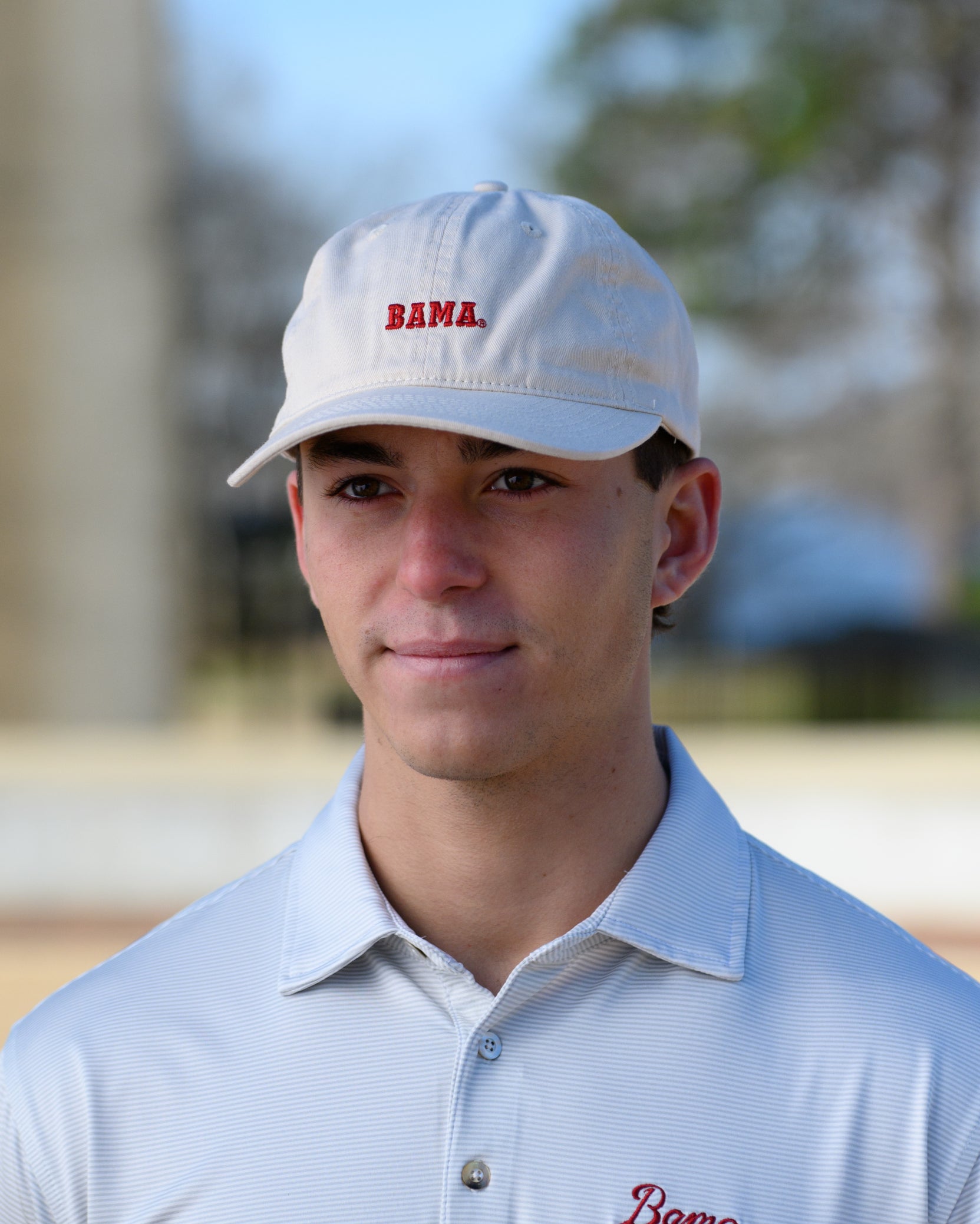 University of Alabama White Dad Hat with Red text "BAMA"