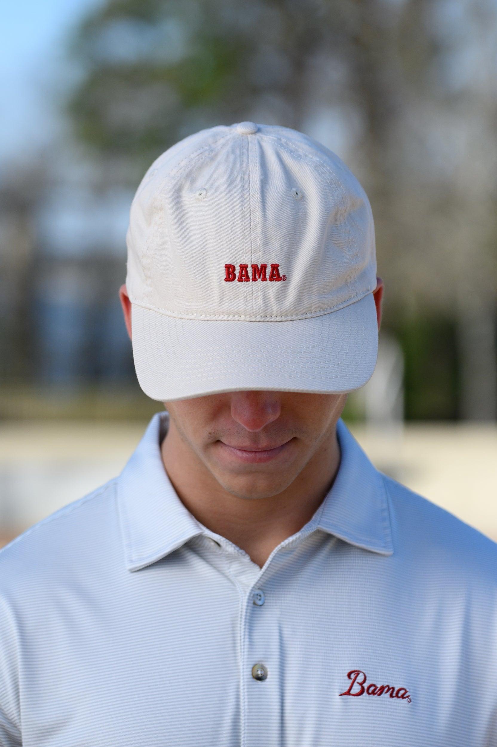 University of Alabama White Dad Hat with Red text "BAMA"