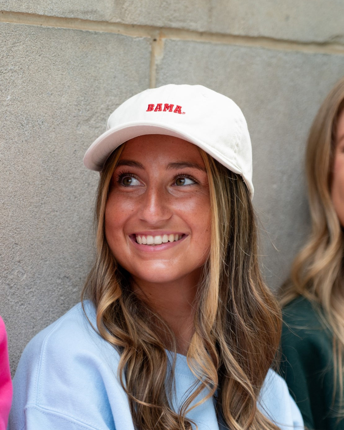 University of Alabama White Dad Hat with Red text "BAMA"