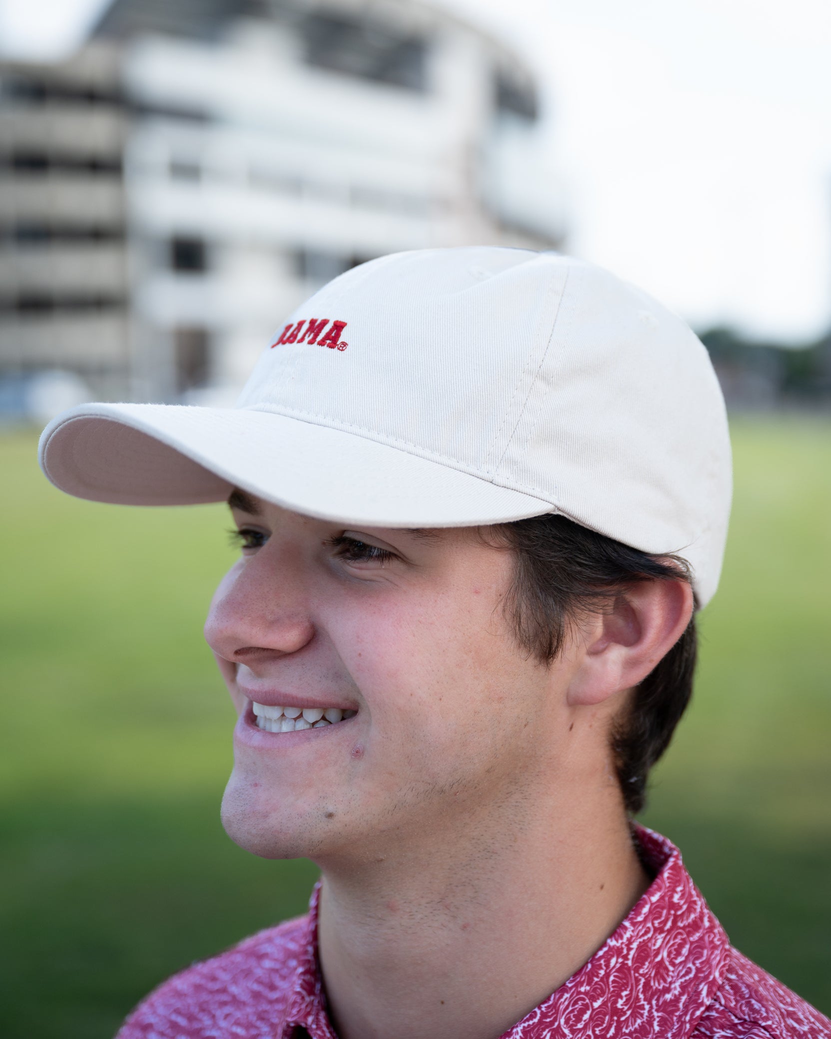 University of Alabama White Dad Hat with Red text "BAMA"