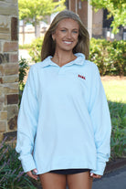University of Alabama Light Blue Bama Polo Sweatshirt with Red "Bama" embroidery