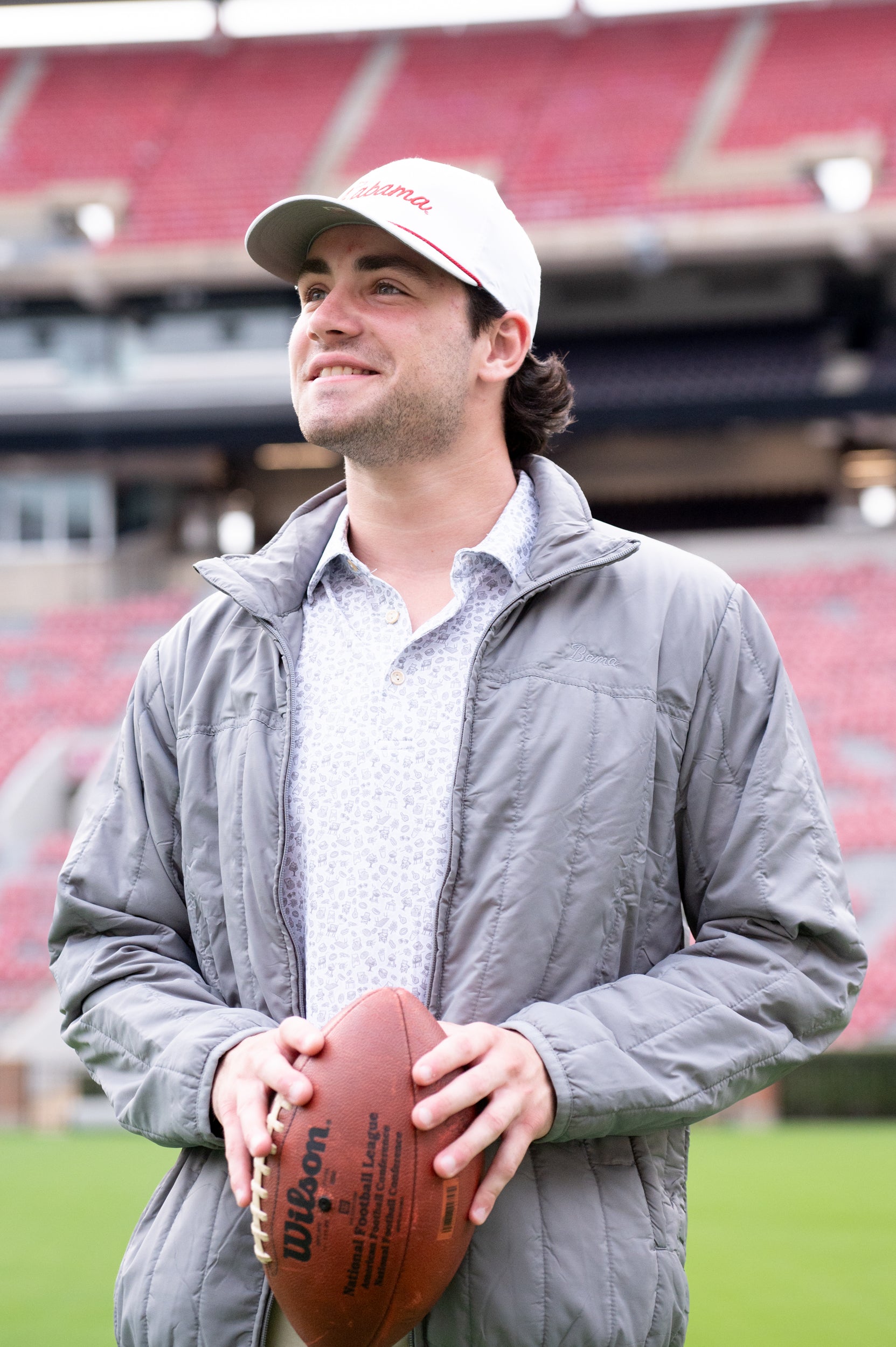 University of Alabama Grey Men's Jacket with Grey script "Bama" Embroidery
