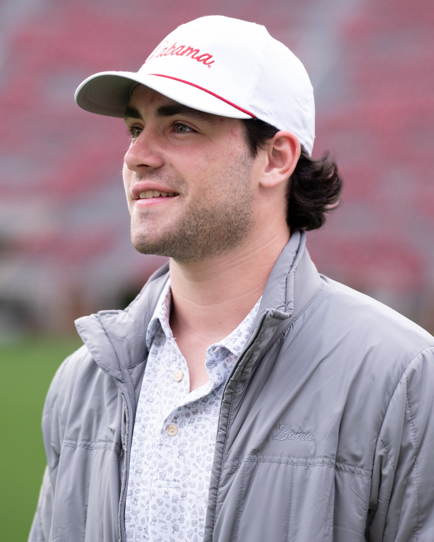 University of Alabama Grey Men's Jacket with Grey script "Bama" Embroidery