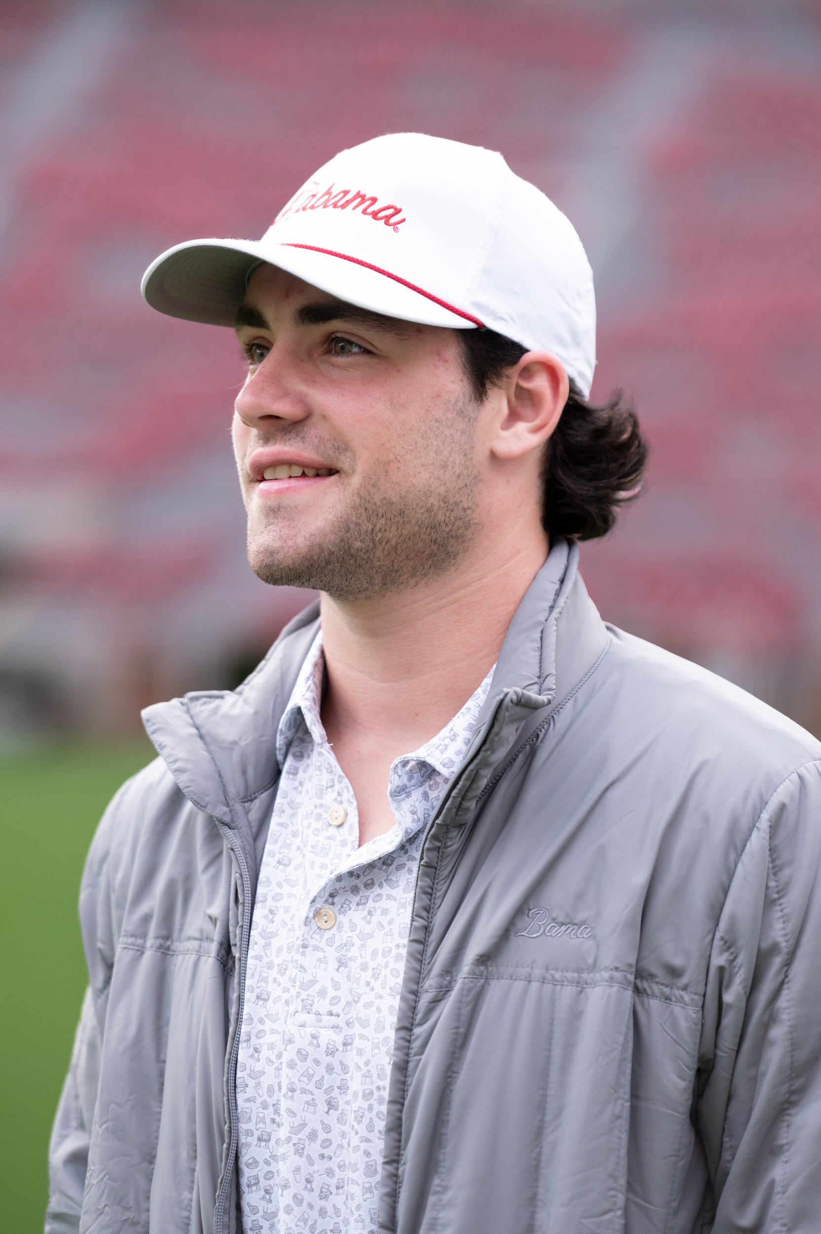 University of Alabama Grey Men's Jacket with Grey script "Bama" Embroidery