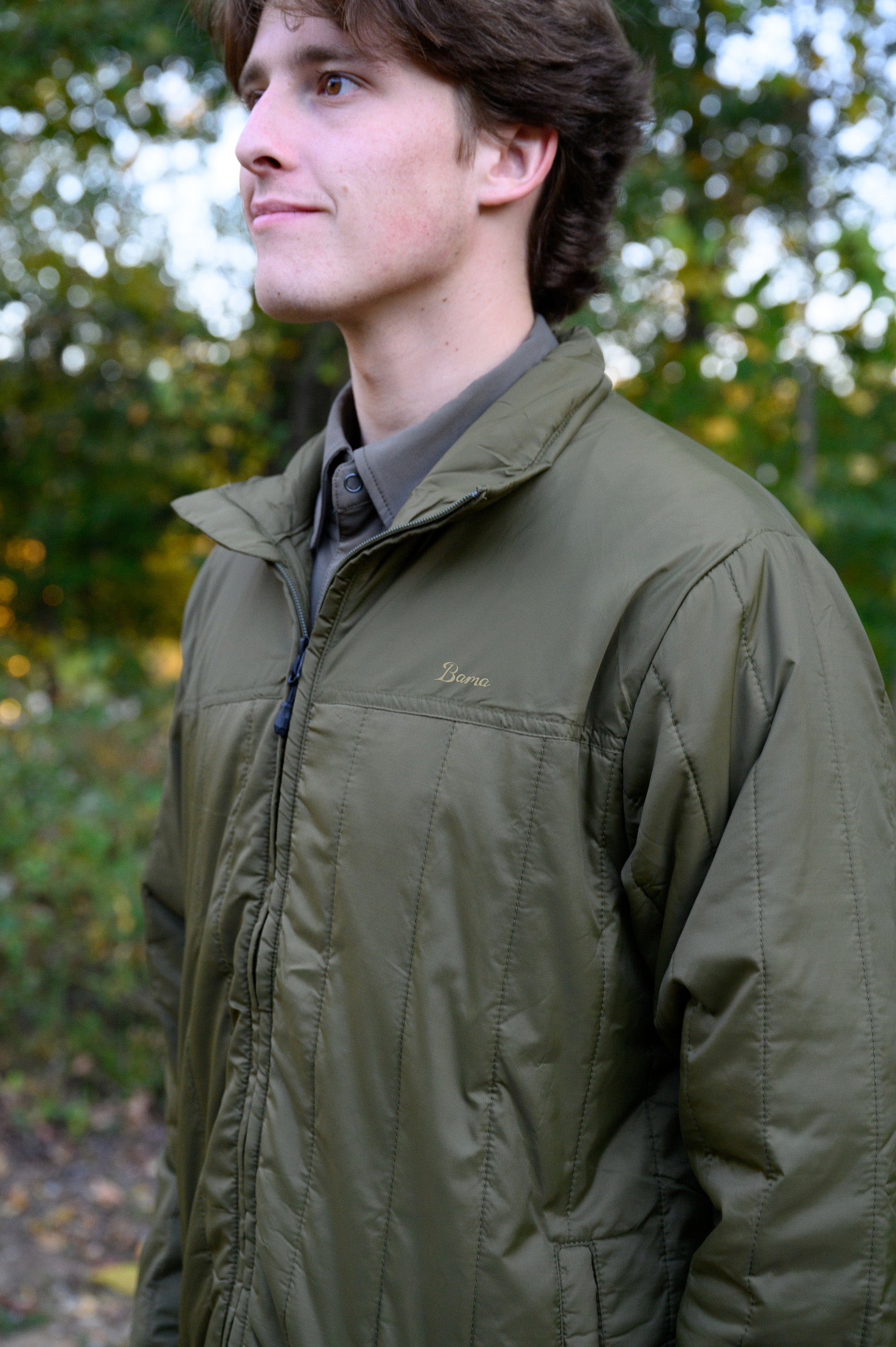 University of Alabama Dark Green Men's Jacket with Green script "Bama" Embroidery