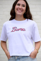 University of Alabama White Ladies' T-Shirt with Red script "Bama" print