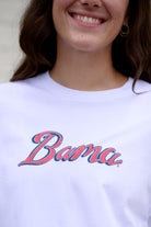 University of Alabama White Ladies' T-Shirt with Red script "Bama" print