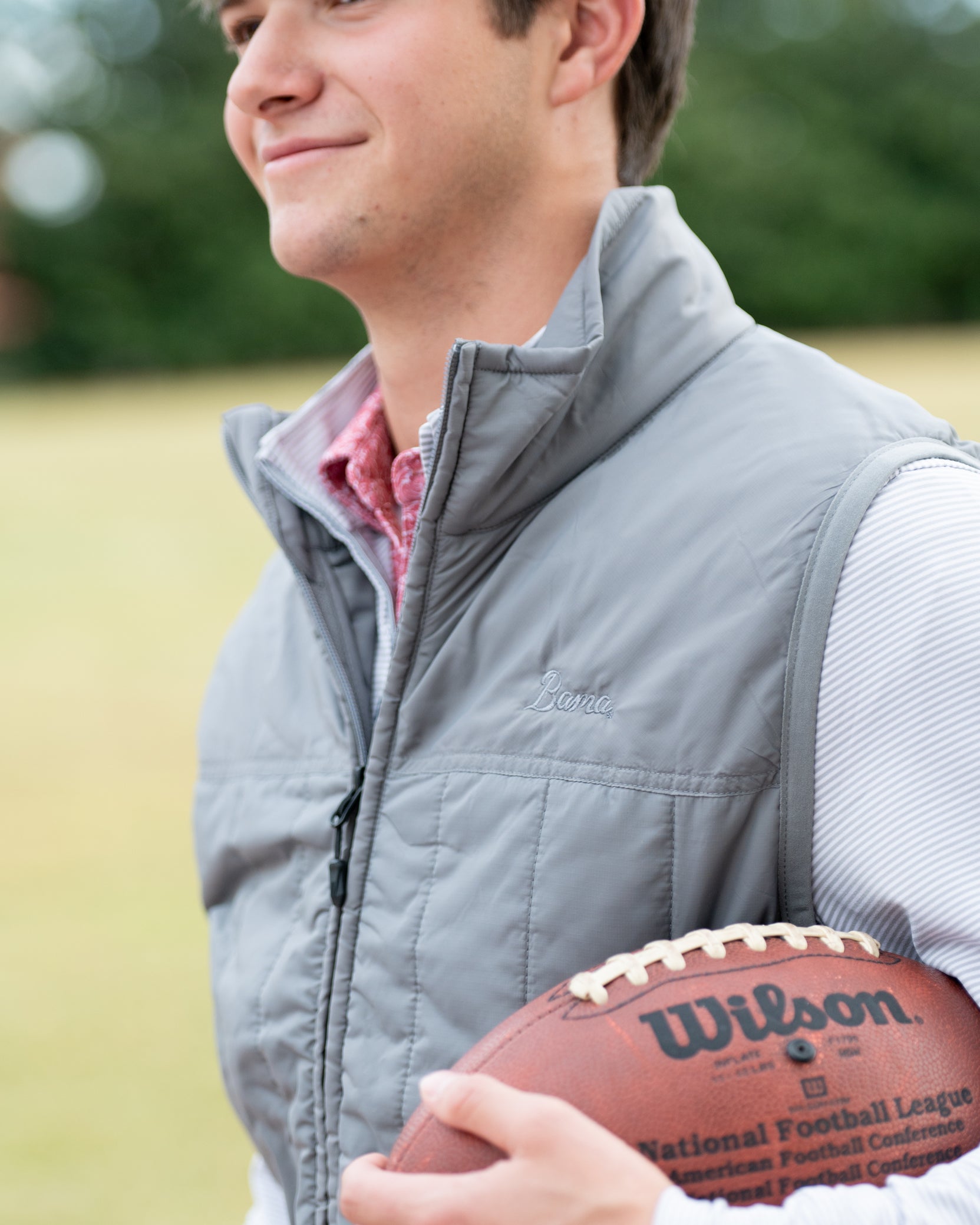University of Alabama Grey Men's Vest with Grey script "Bama" Embroidery