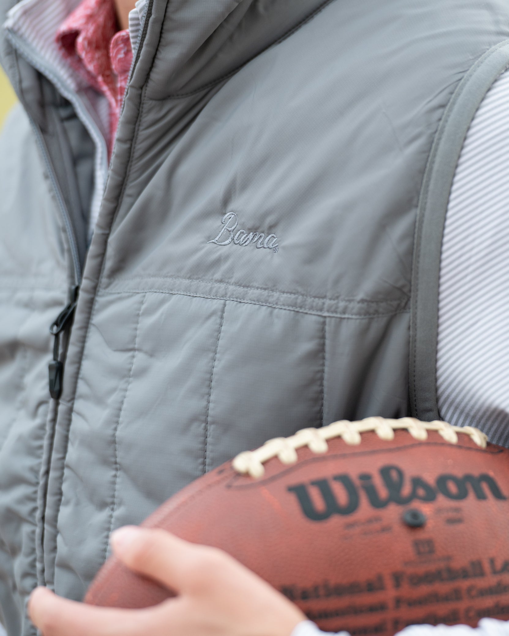 University of Alabama Grey Men's Vest with Grey script "Bama" Embroidery