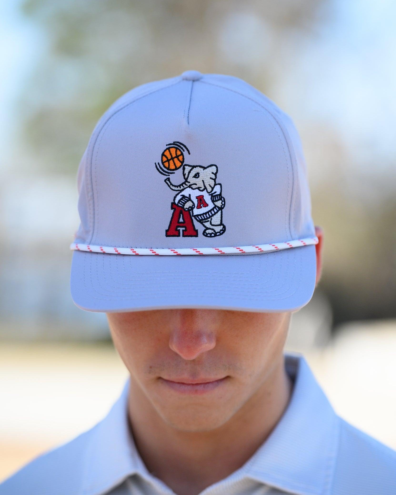 University of Alabama Light Grey Rope hat with Basketball Al Logo Embroidery