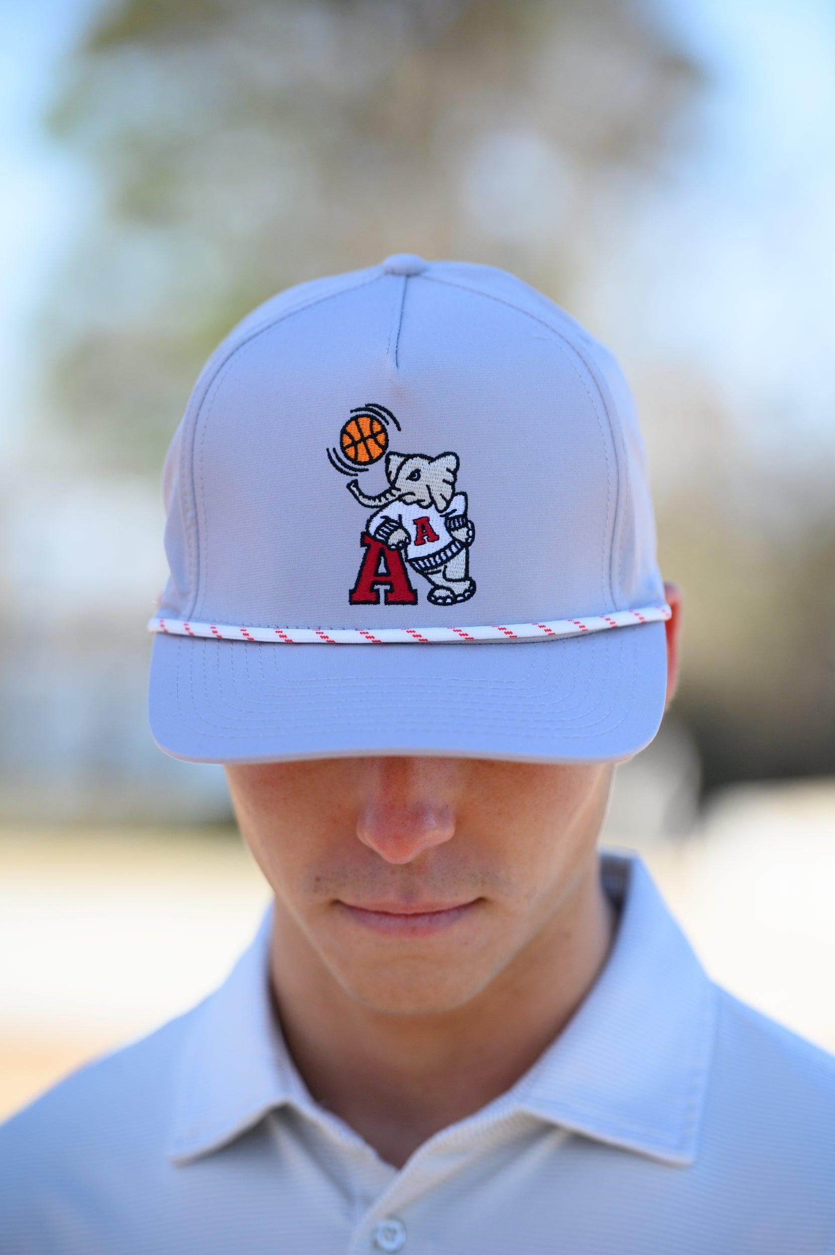 University of Alabama Light Grey Rope hat with Basketball Al Logo Embroidery