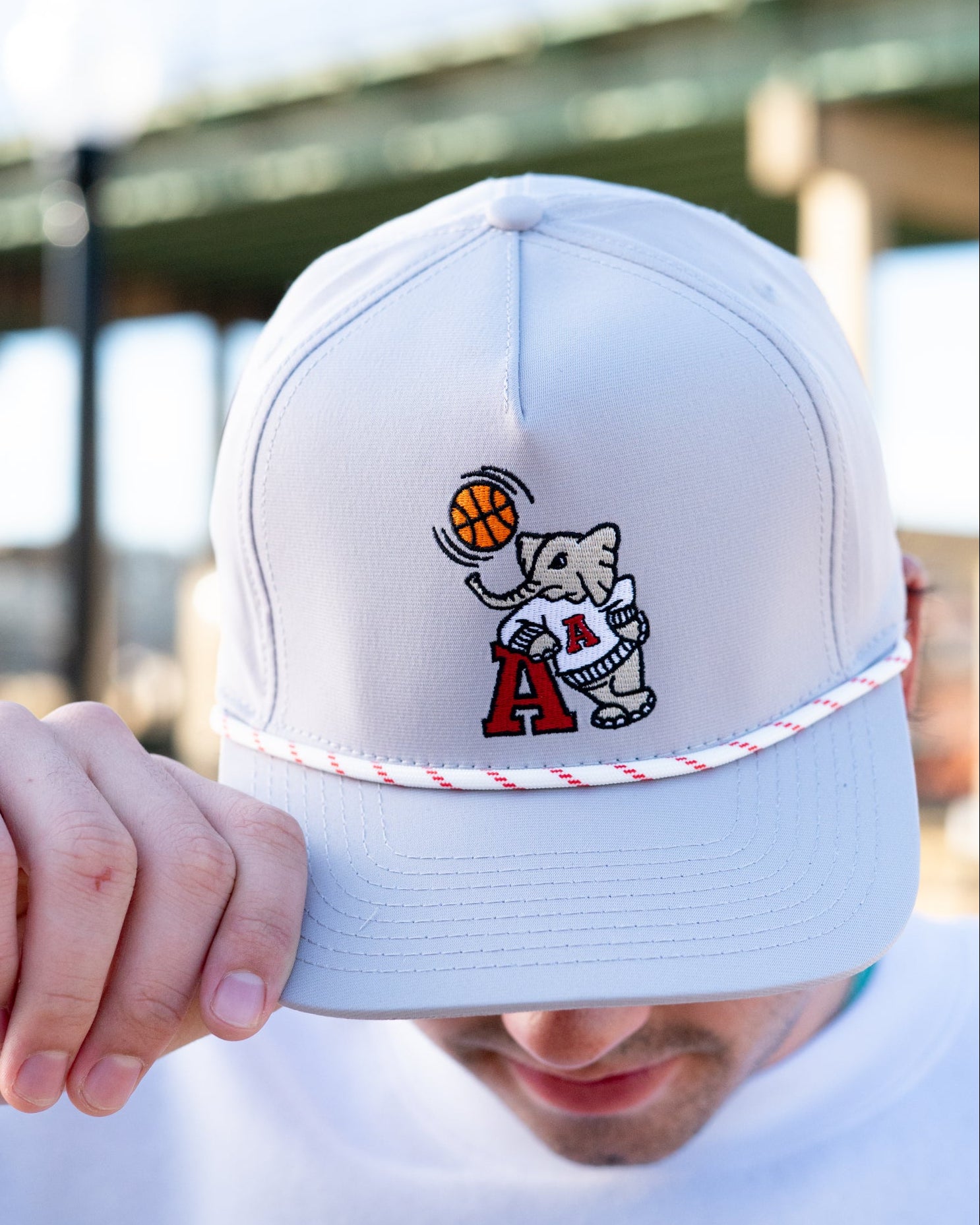 University of Alabama Light Grey Rope hat with Basketball Al Logo Embroidery