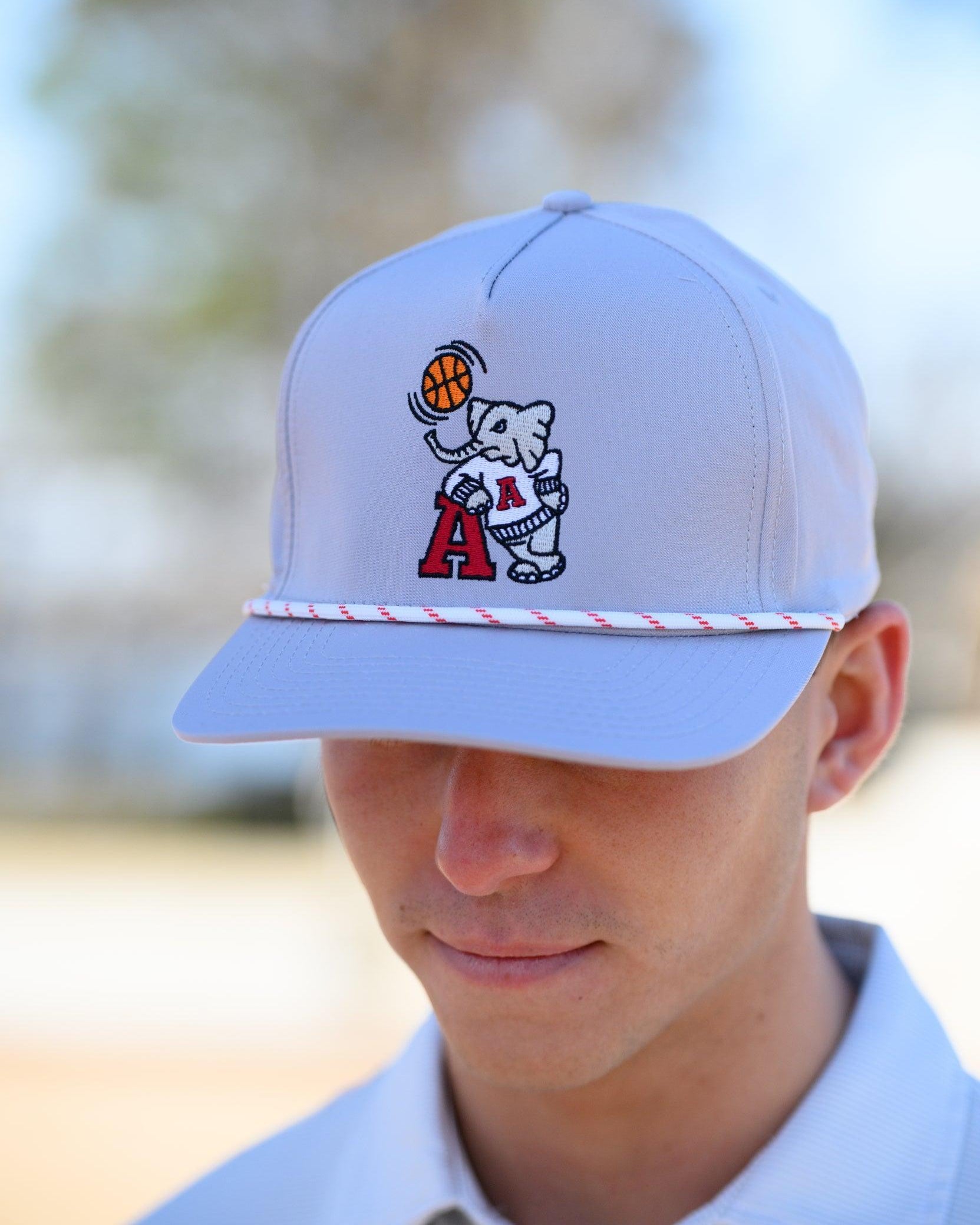 University of Alabama Light Grey Rope hat with Basketball Al Logo Embroidery