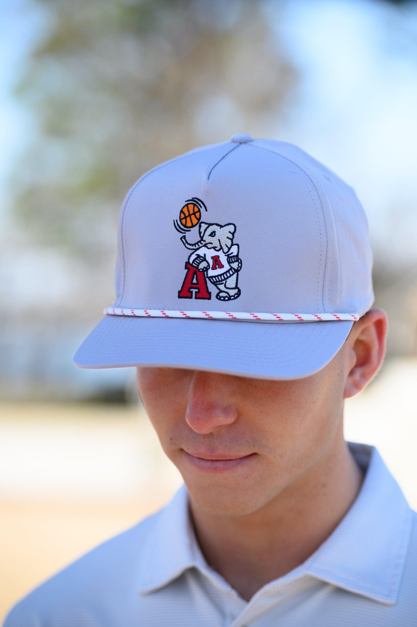 University of Alabama Light Grey Rope hat with Basketball Al Logo Embroidery
