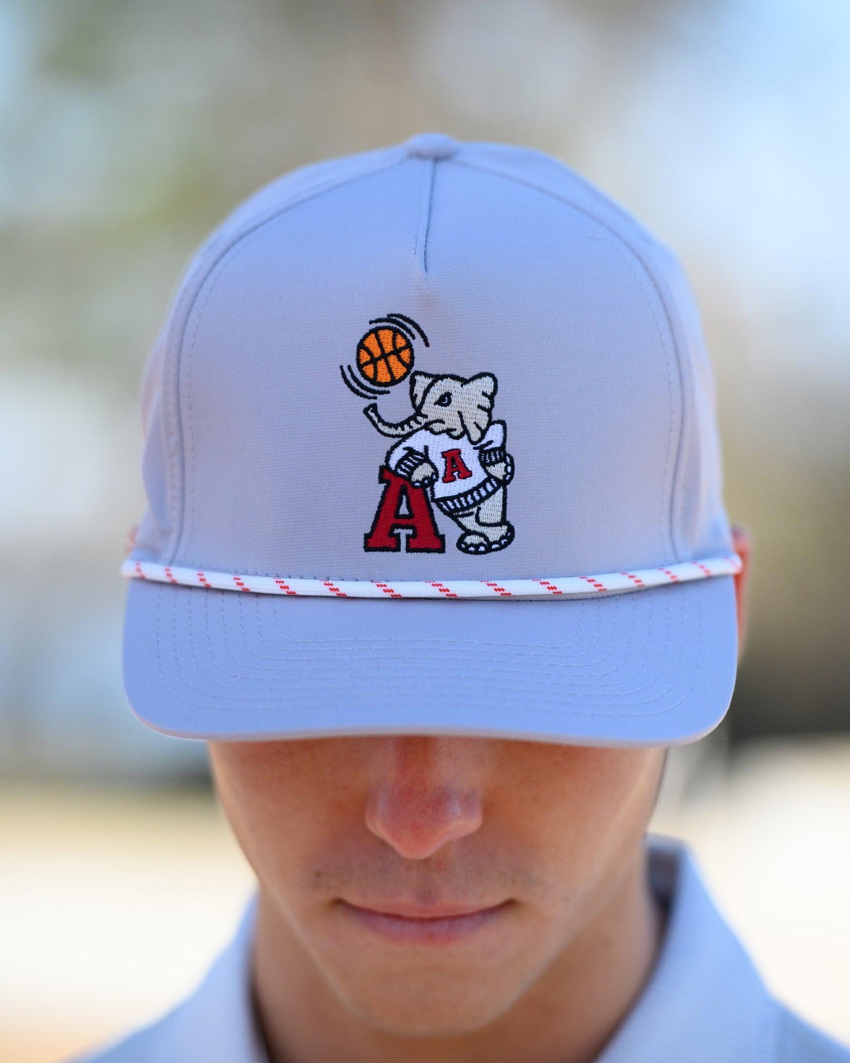 University of Alabama Light Grey Rope hat with Basketball Al Logo Embroidery