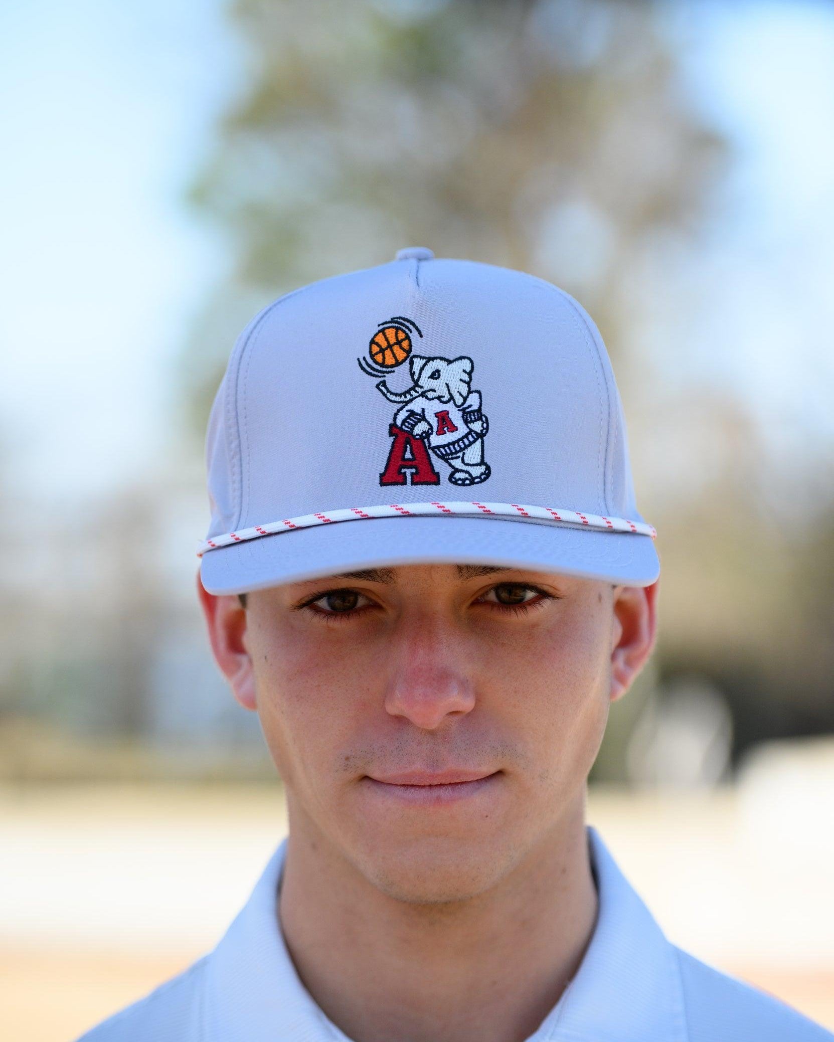 University of Alabama Light Grey Rope hat with Basketball Al Logo Embroidery
