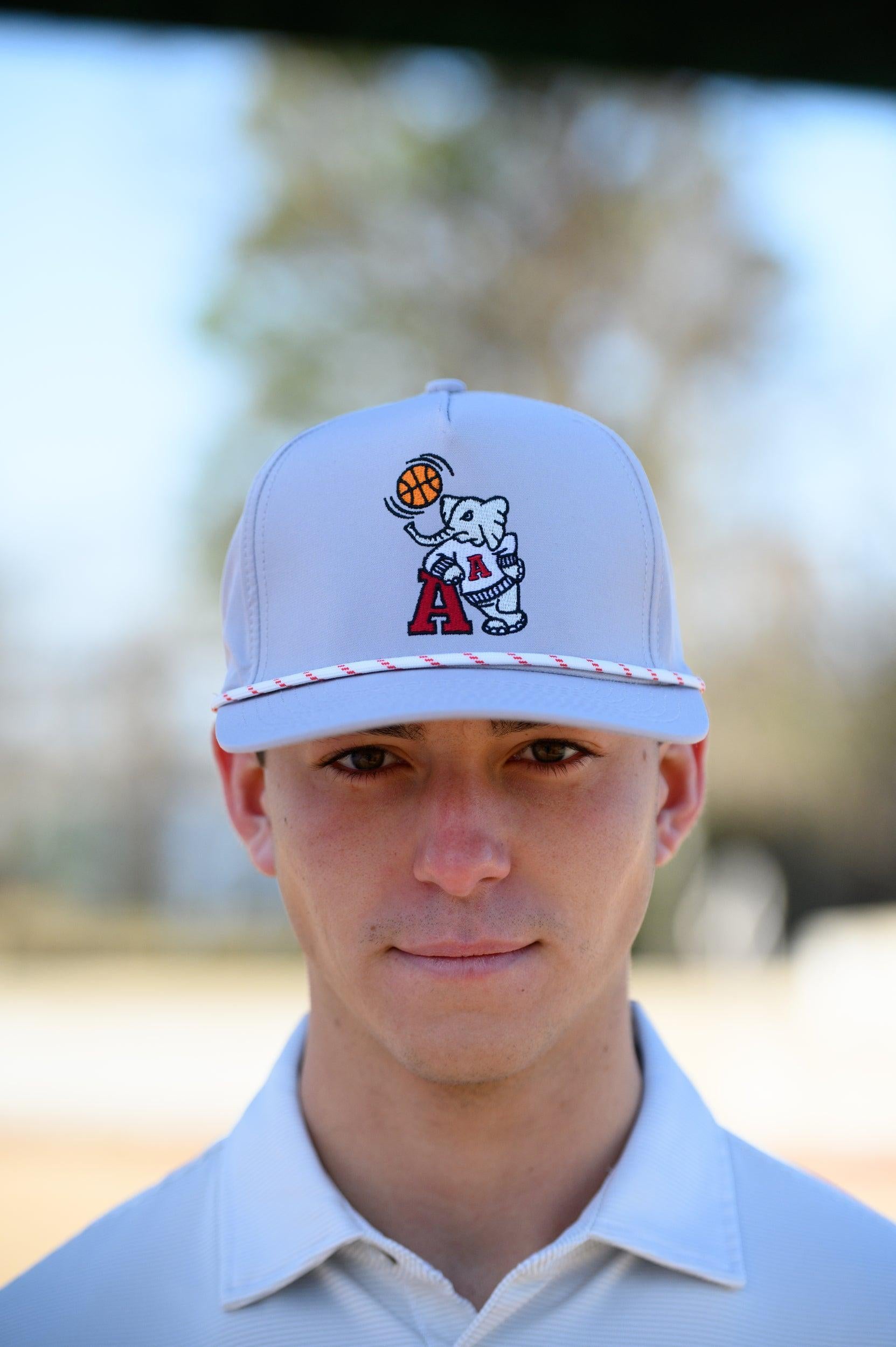 University of Alabama Light Grey Rope hat with Basketball Al Logo Embroidery