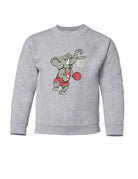 University of Alabama Grey Big Al Youth Sweatshirt with an image of Big Al in a basketball uniform dunking a basketball